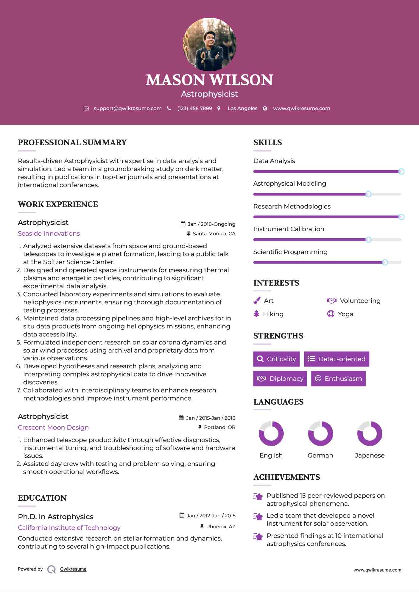 Astrophysicist Resume Template