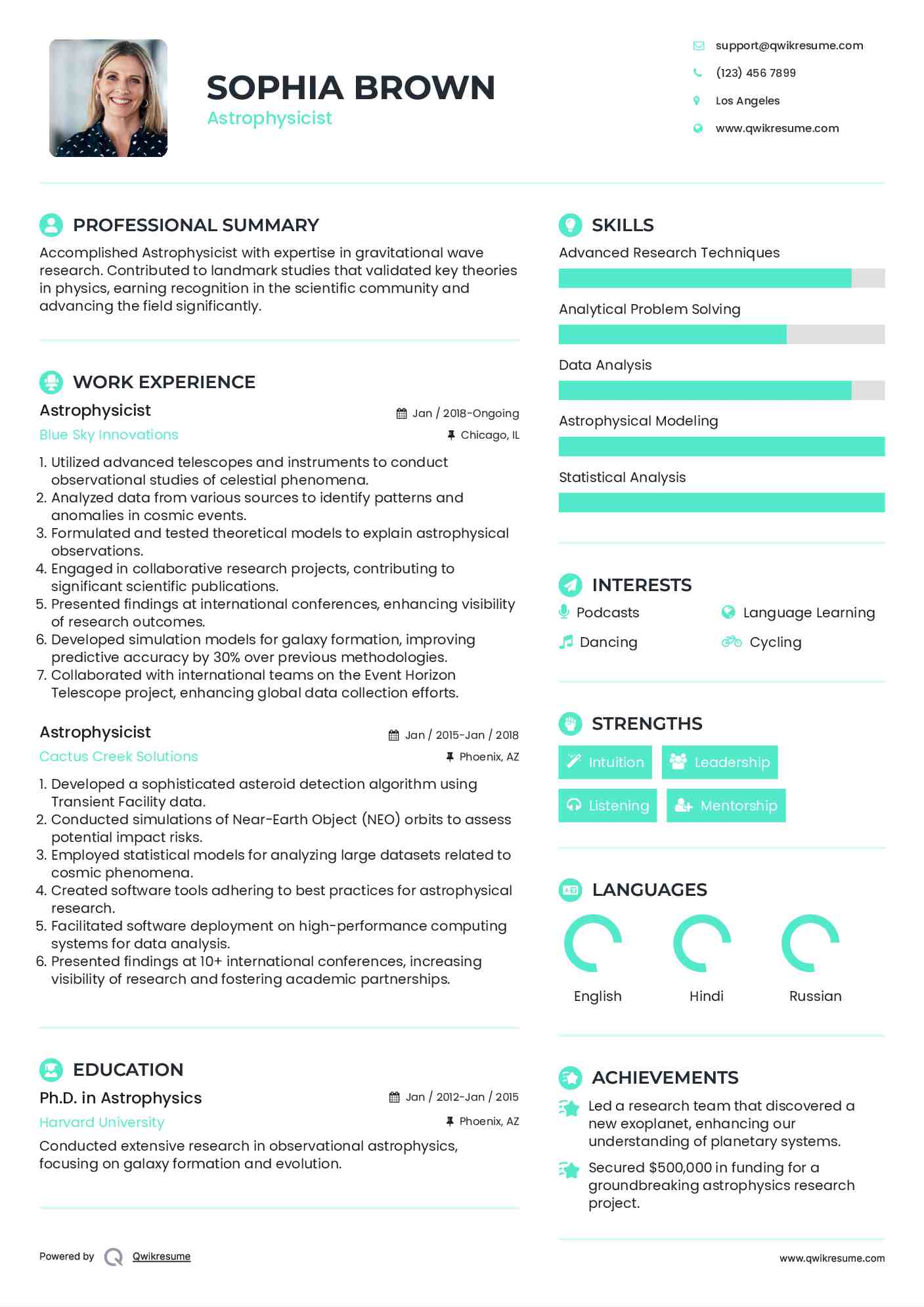 Astrophysicist Resume Template