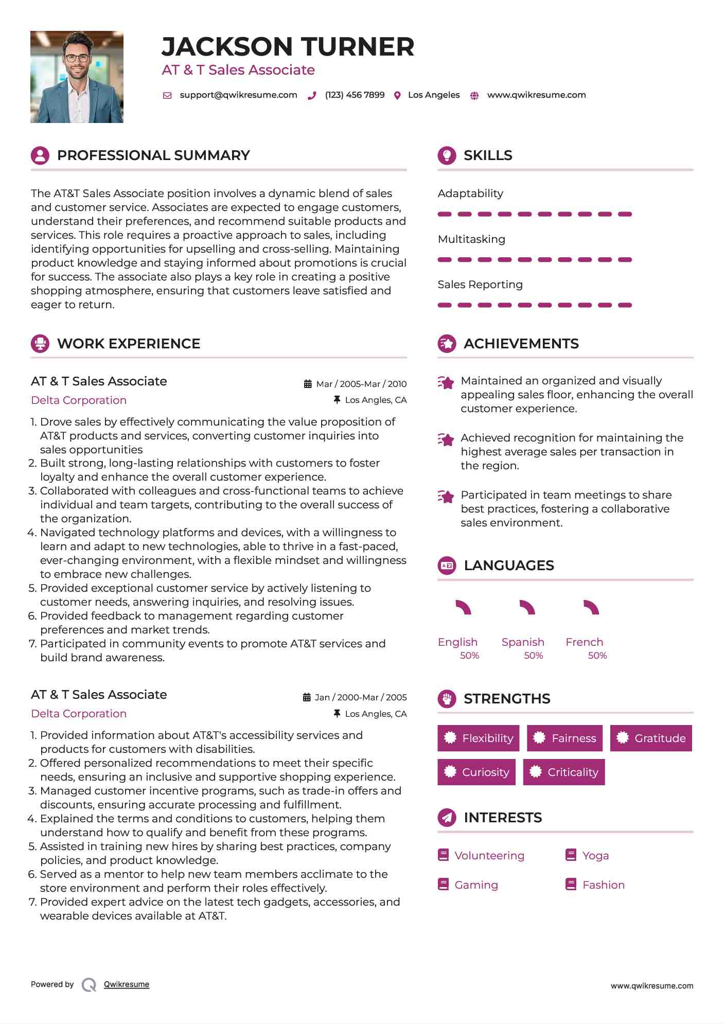 AT & T Sales Associate Resume Samples QwikResume