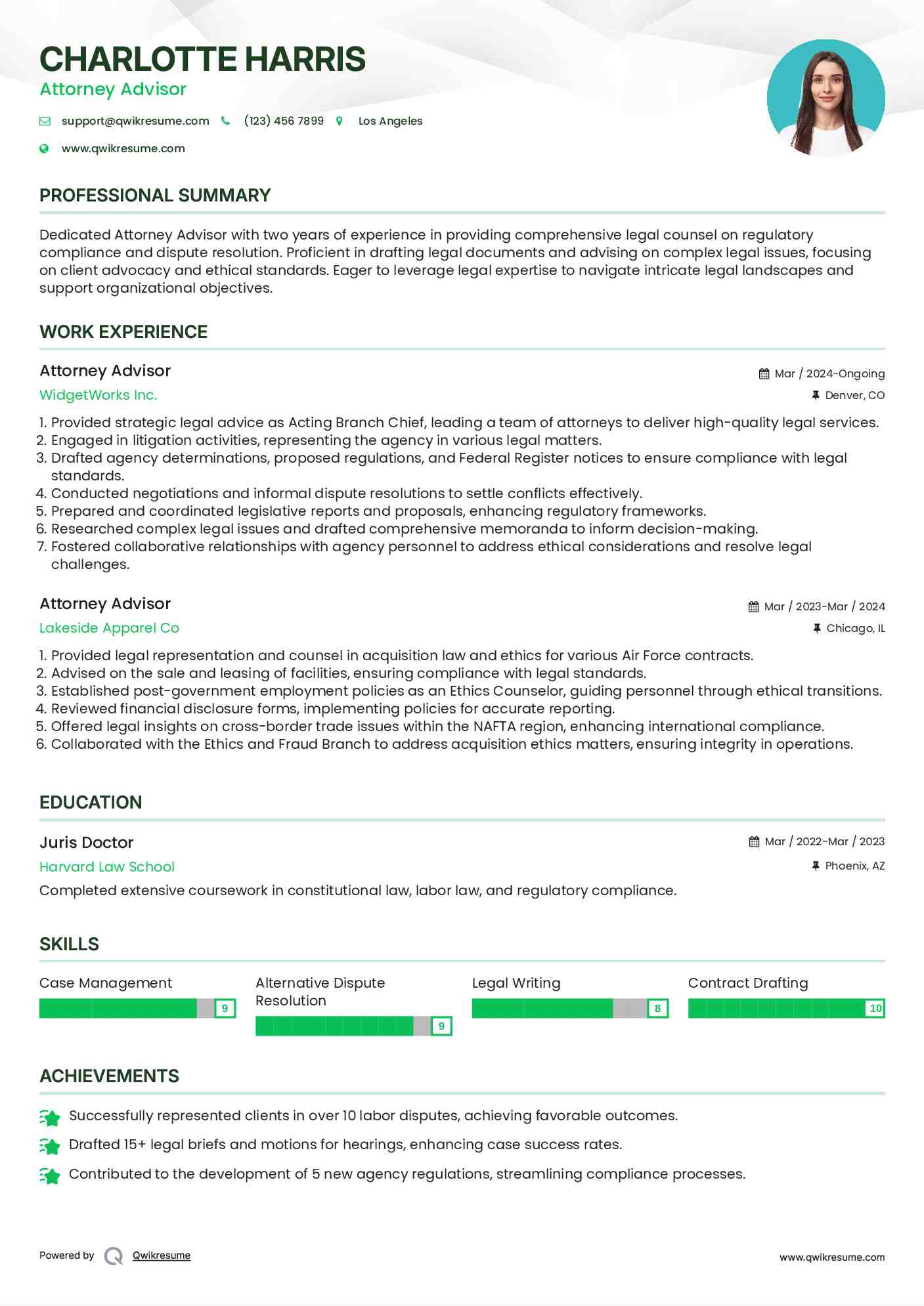 Attorney Advisor Resume Example