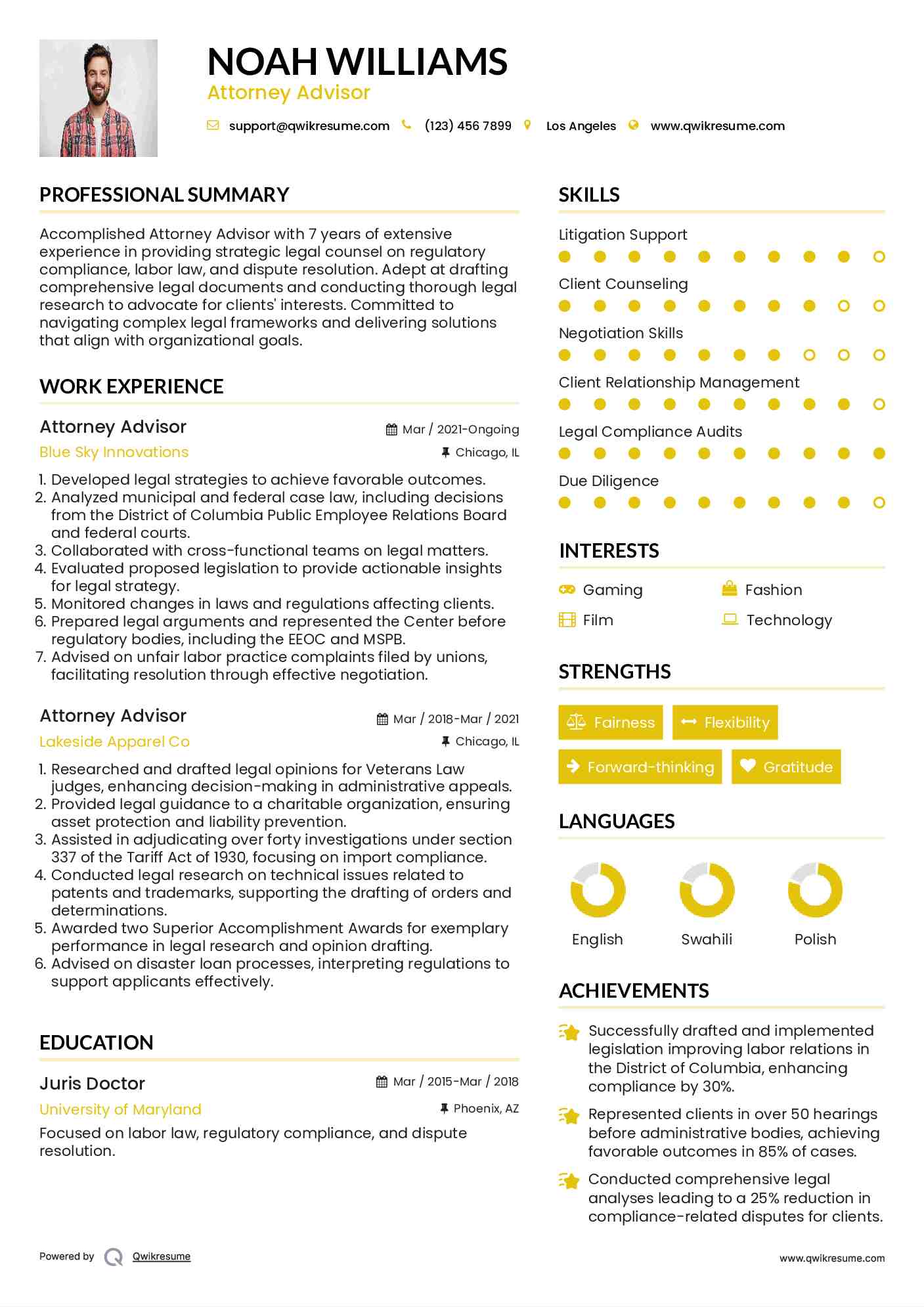 Attorney Advisor Resume Samples QwikResume