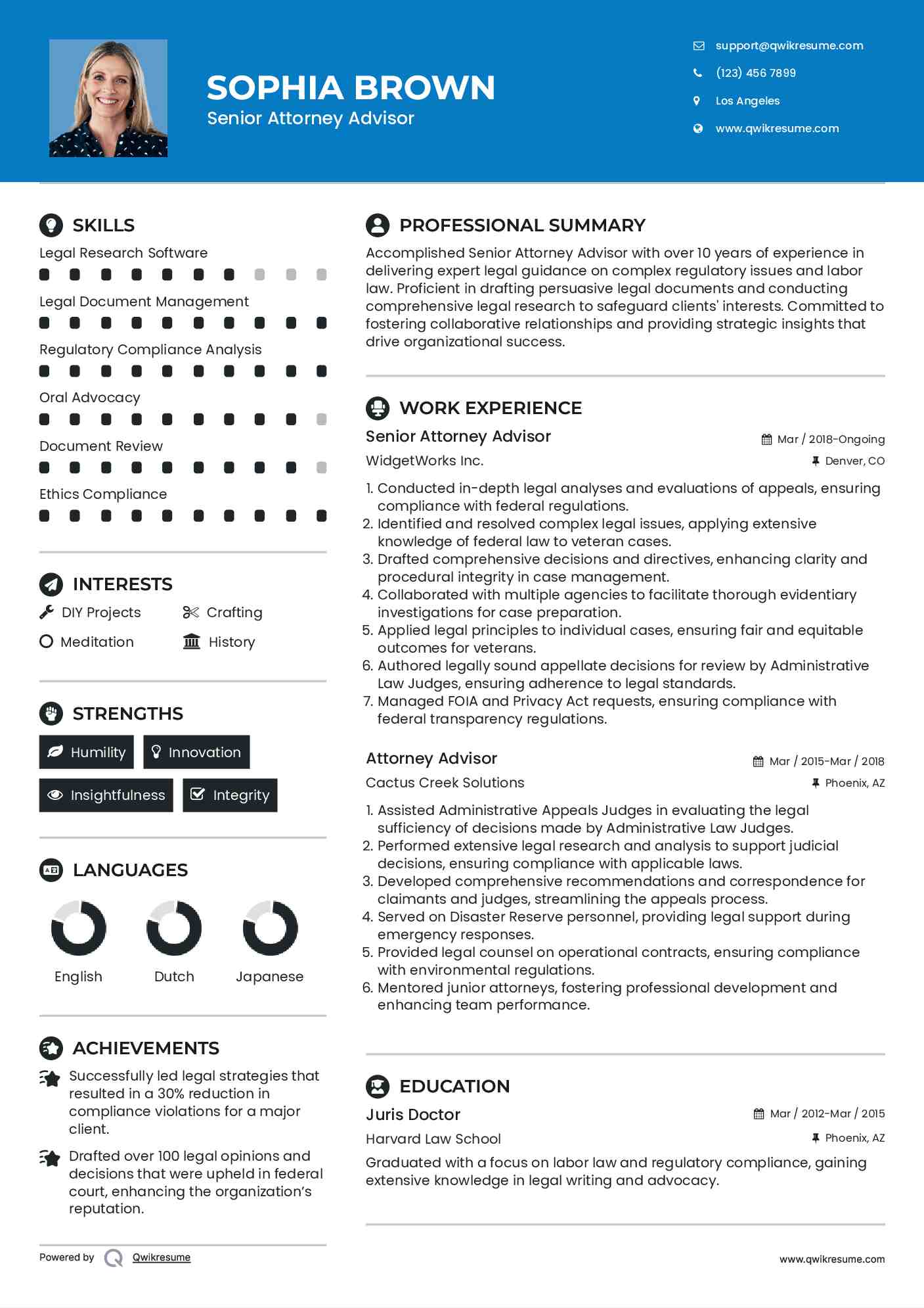 Attorney Advisor Resume Samples QwikResume