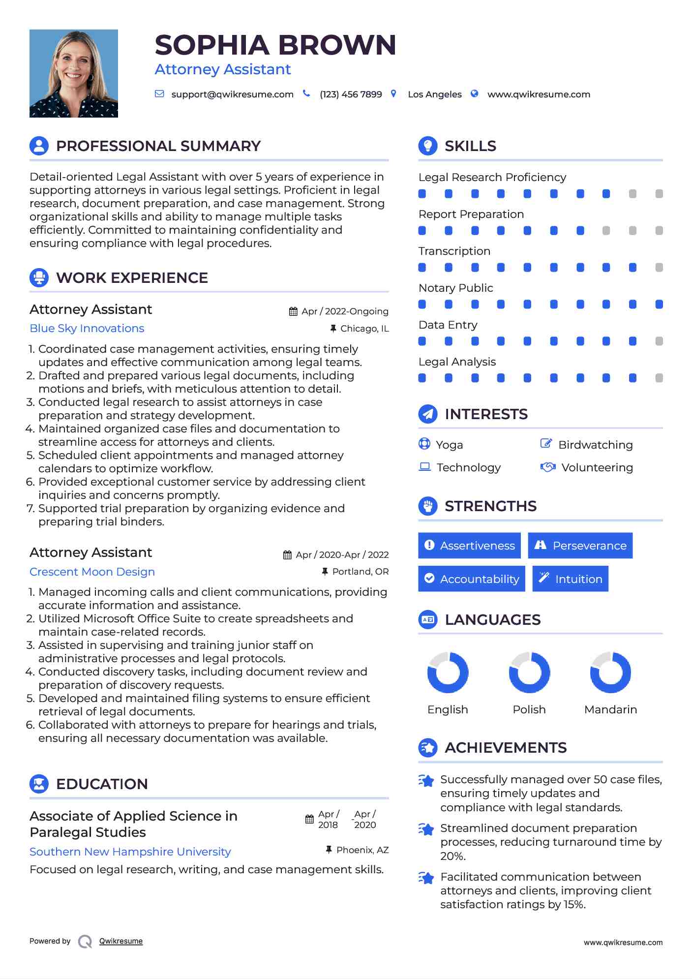 Attorney Assistant Resume Template