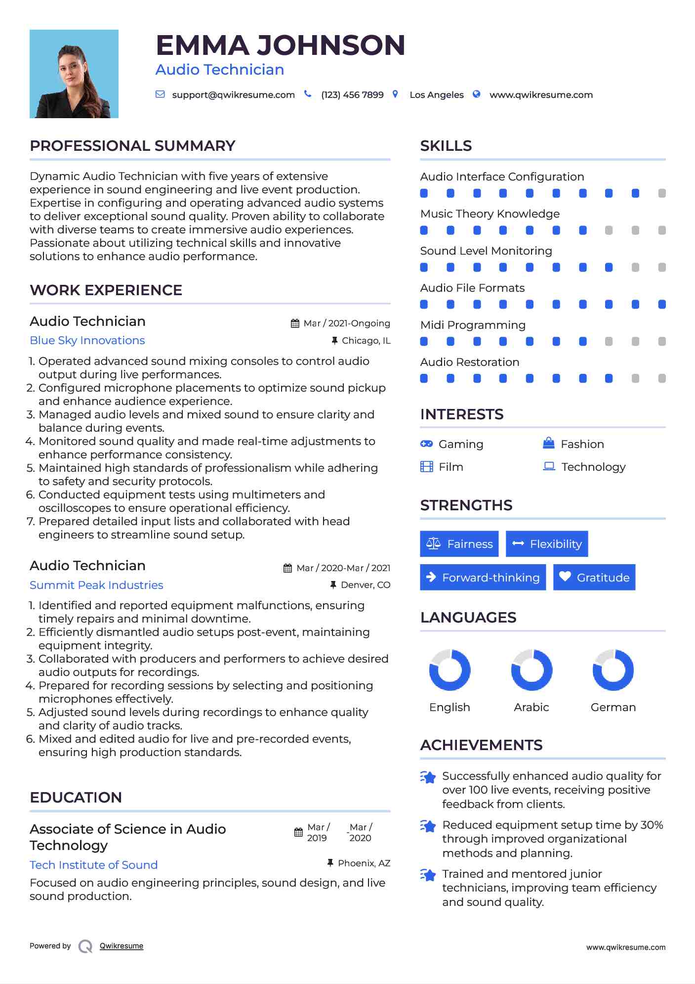 Audio Technician Resume Format