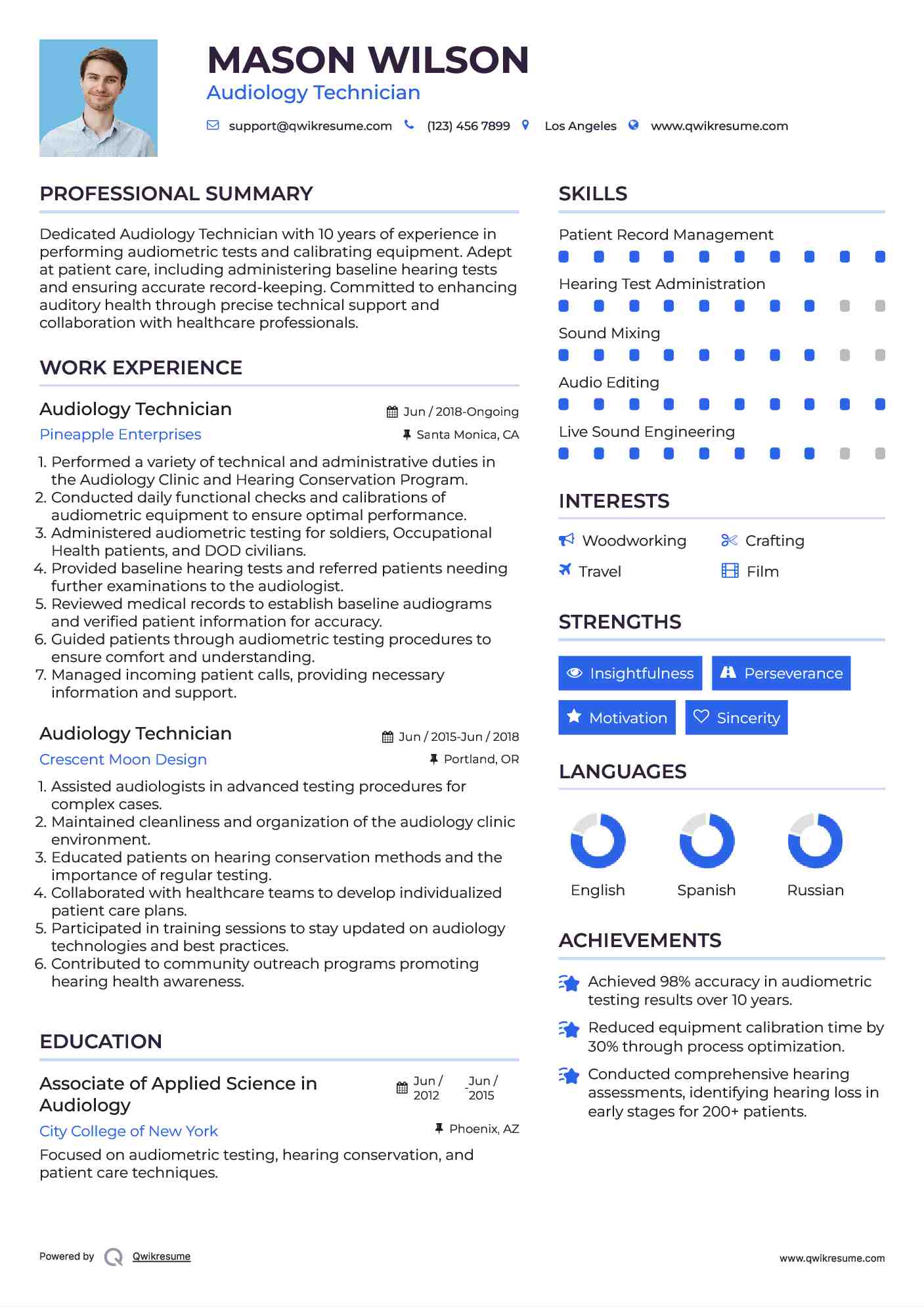 Audiology Technician Resume Model