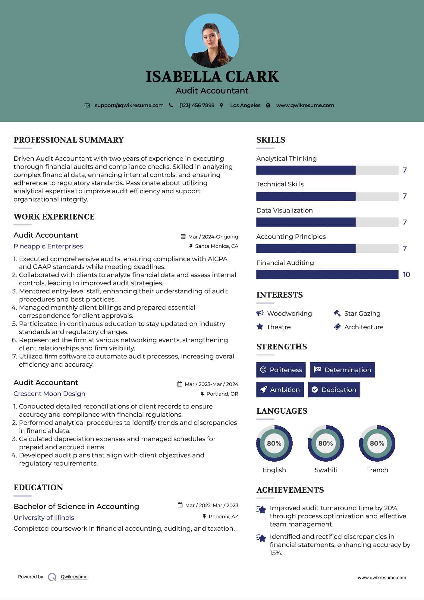 Audit Accountant Resume Template