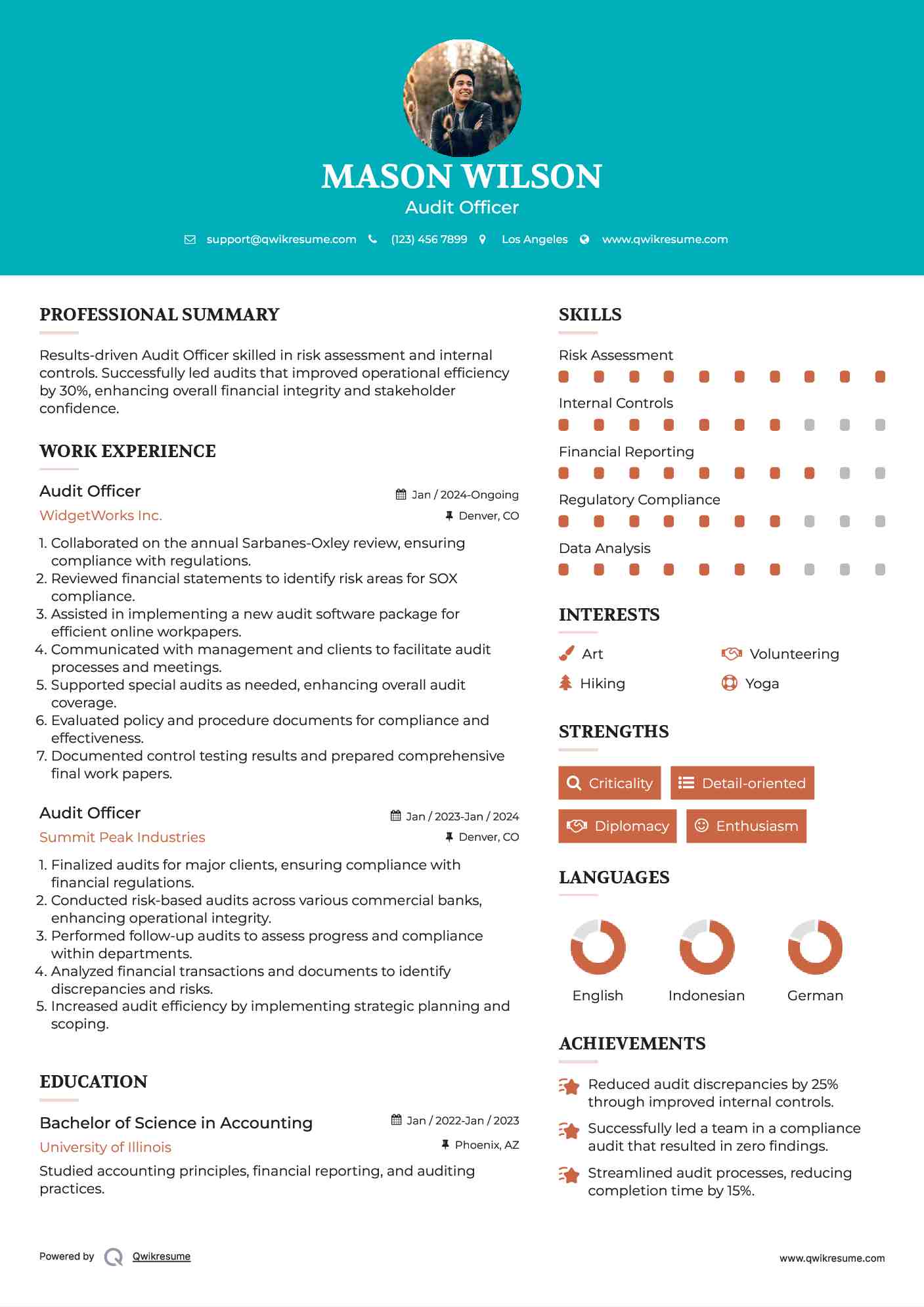 Audit Officer Resume Format