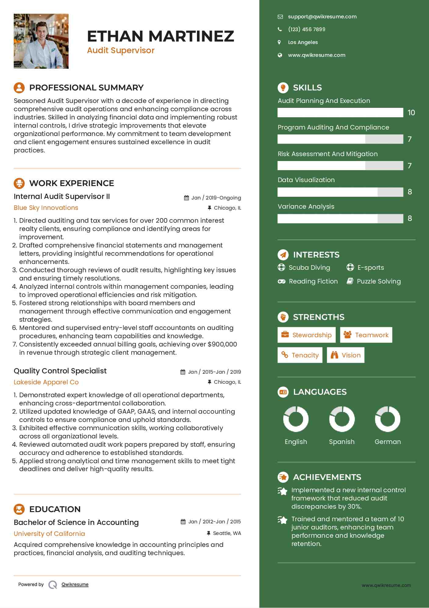 audit supervisor resume samples qwikresume shift supervisor resume
