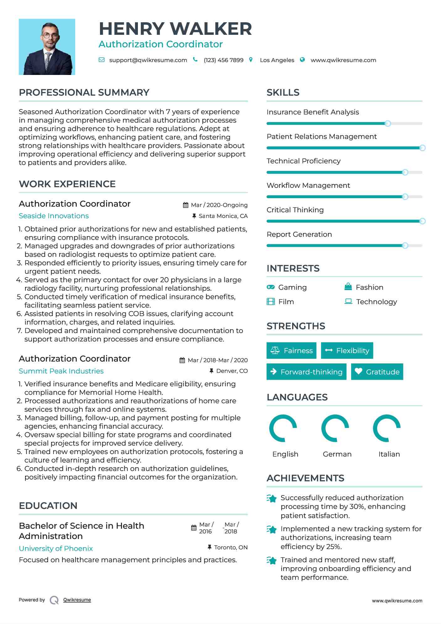 Authorization Coordinator Resume Template