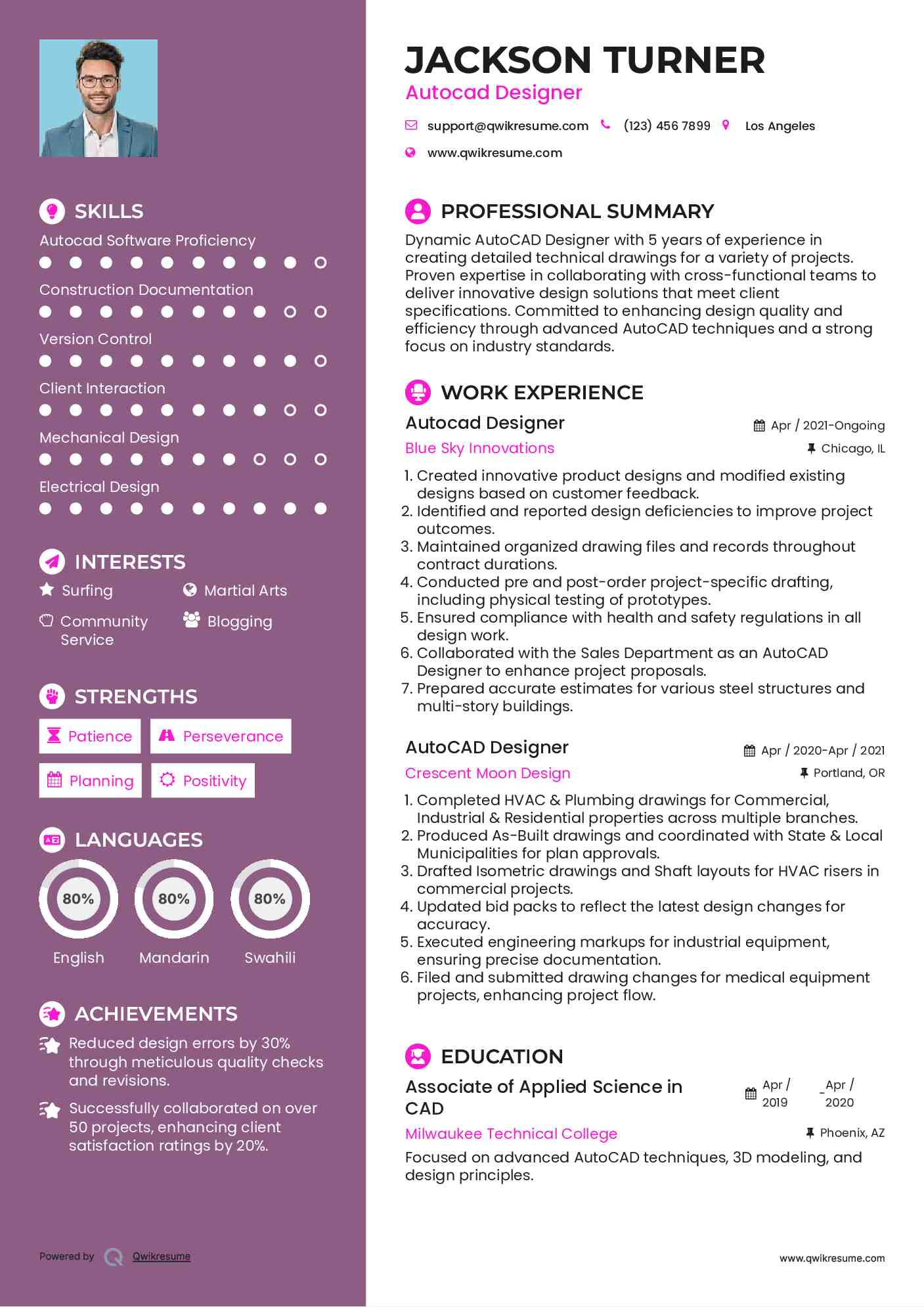 Autocad Designer Resume Template