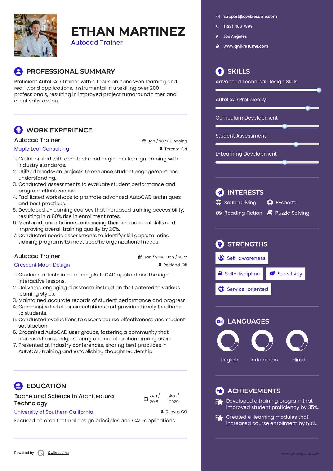 Autocad Trainer Resume Model