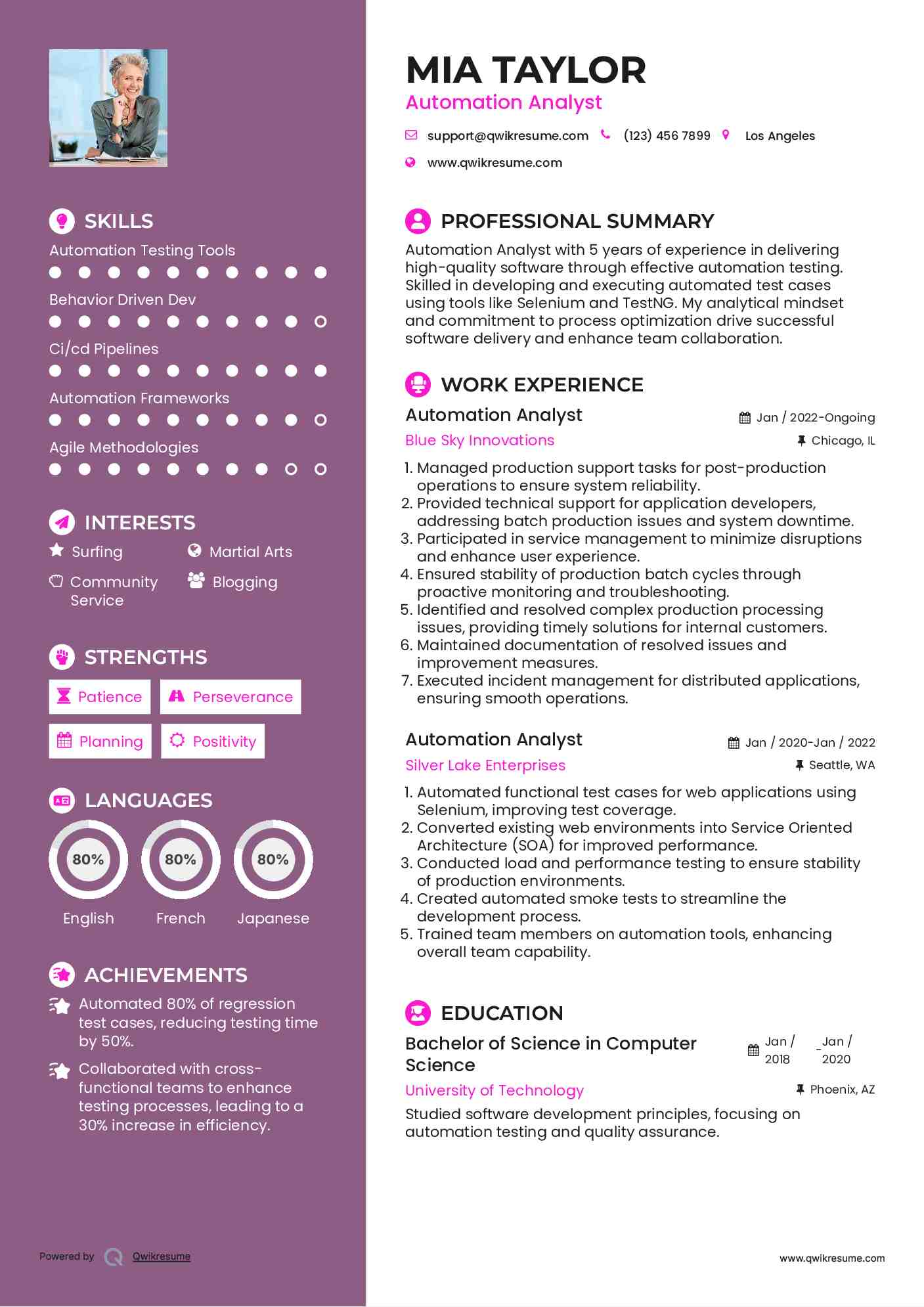 Automation Analyst Resume Template