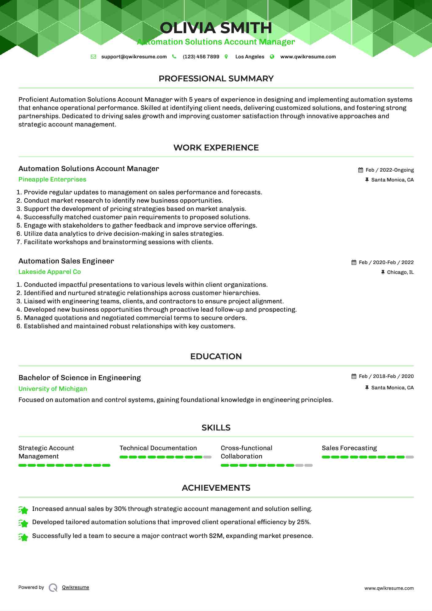 Automation Solutions Account Manager Resume Format