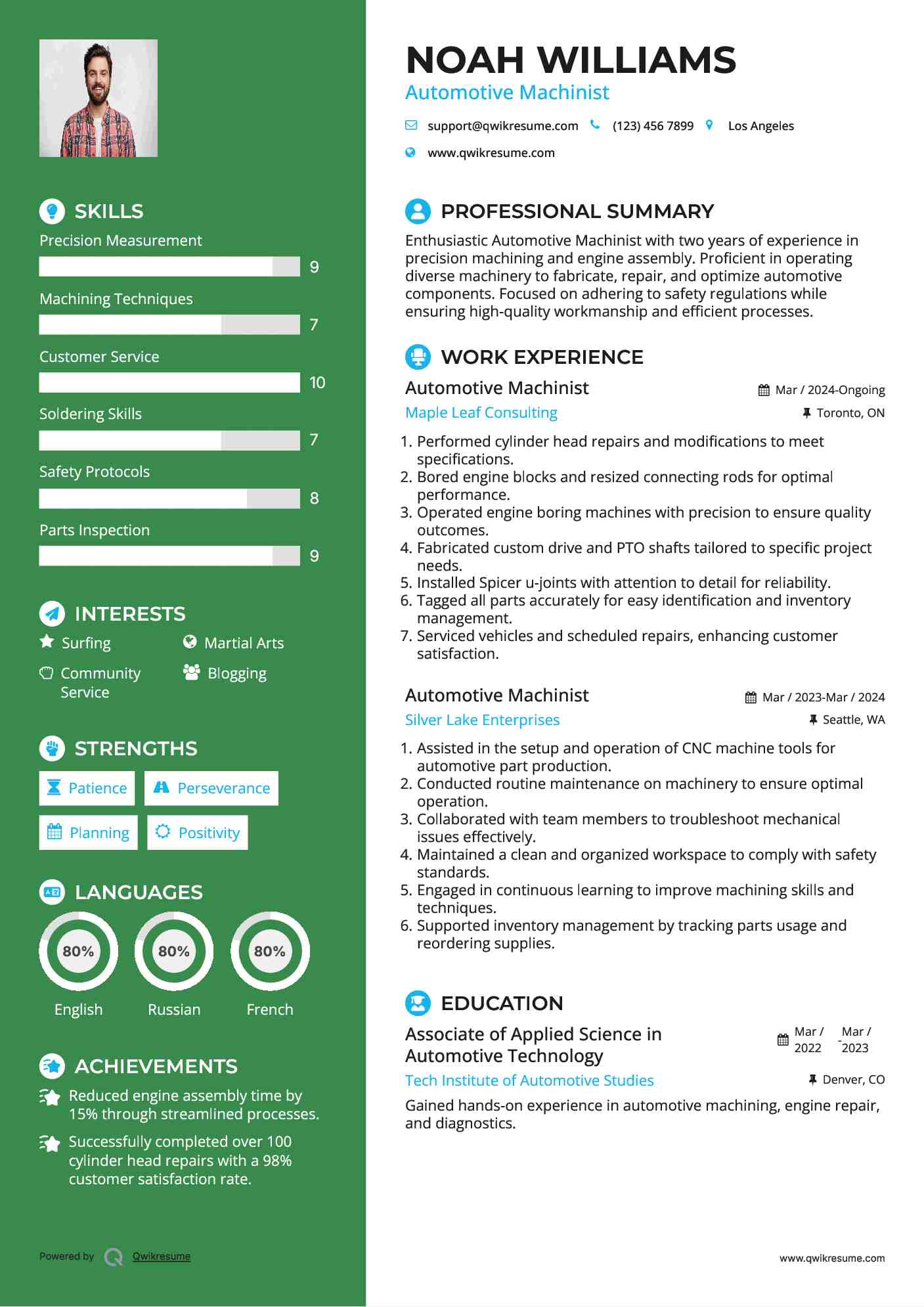 Automotive Machinist Resume Format