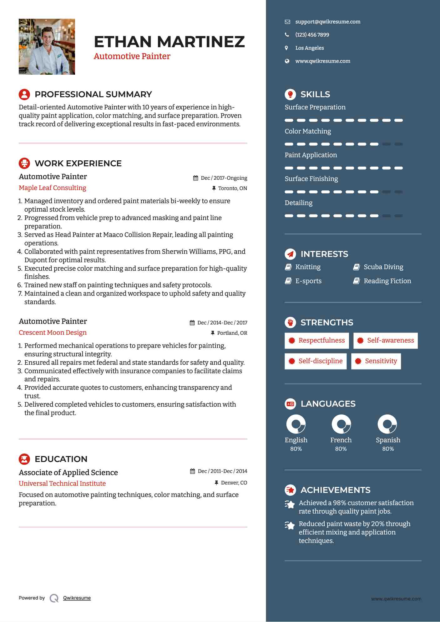 Automotive Painter Resume Samples QwikResume