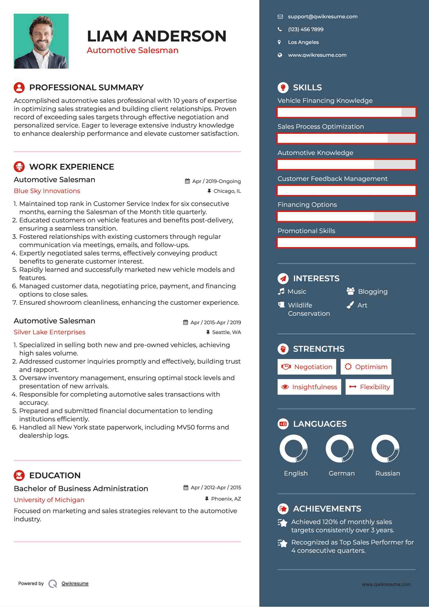 Automotive Salesman Resume Format