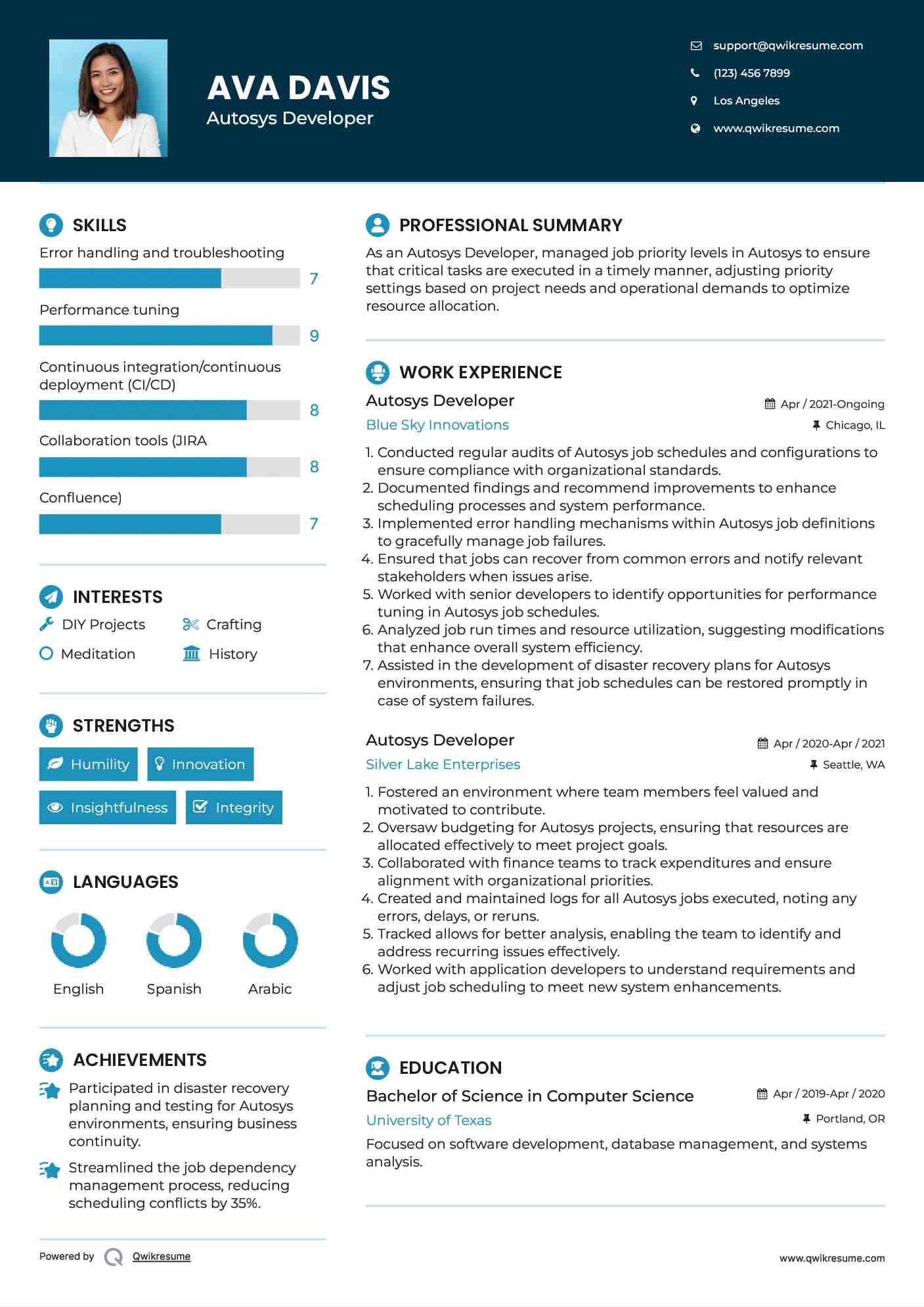Autosys Developer Resume Format