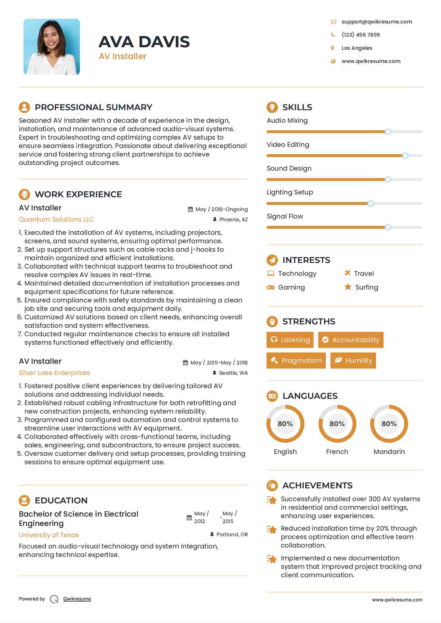 AV Installer Resume Template