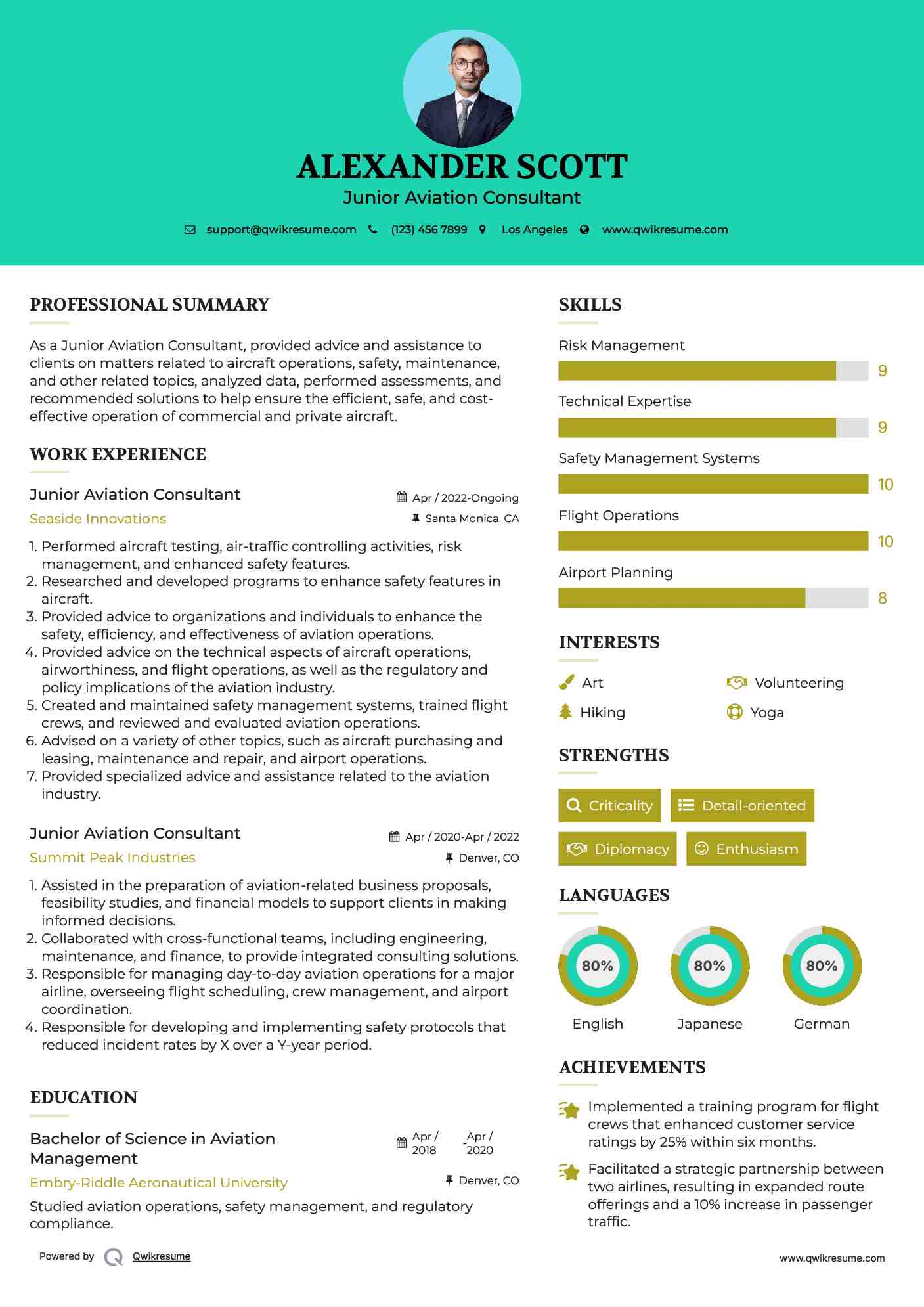Junior Aviation Consultant Resume Format