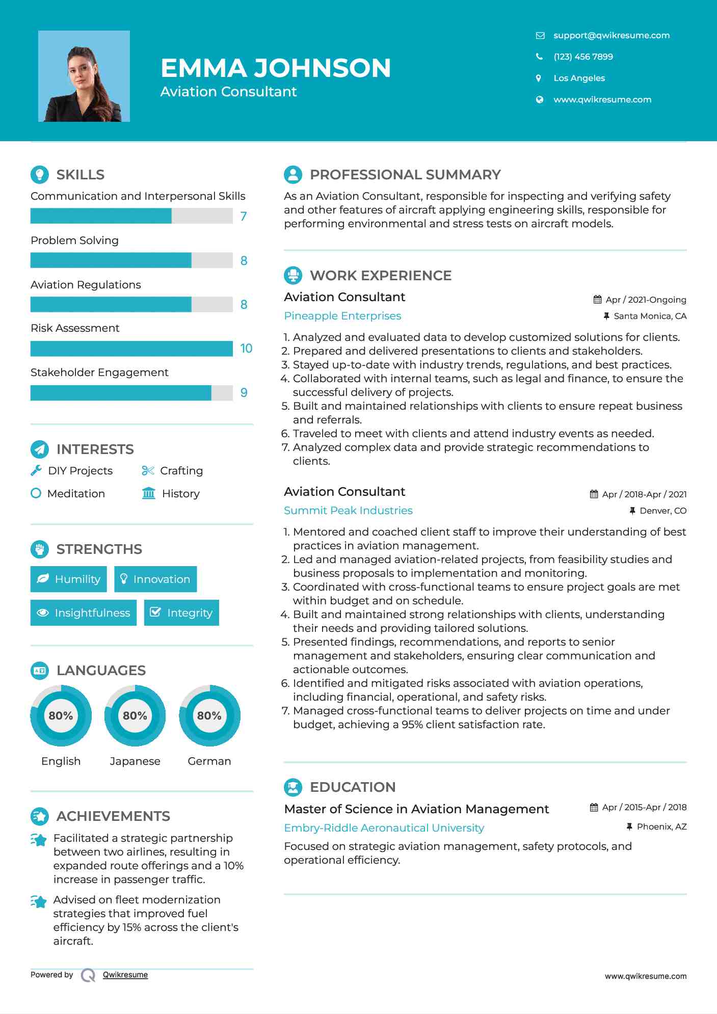 Aviation Consultant Resume Format