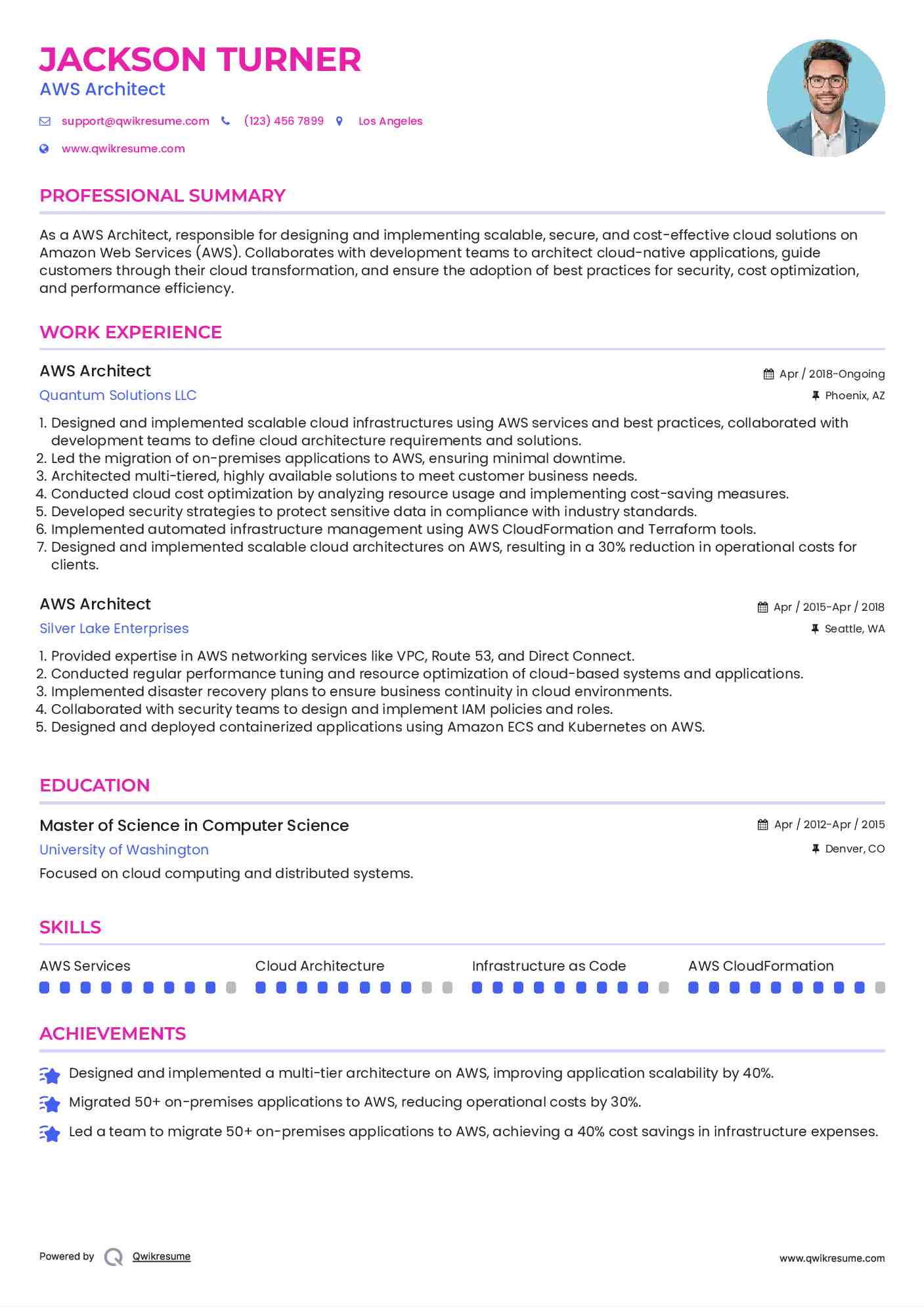 AWS Architect Resume Example