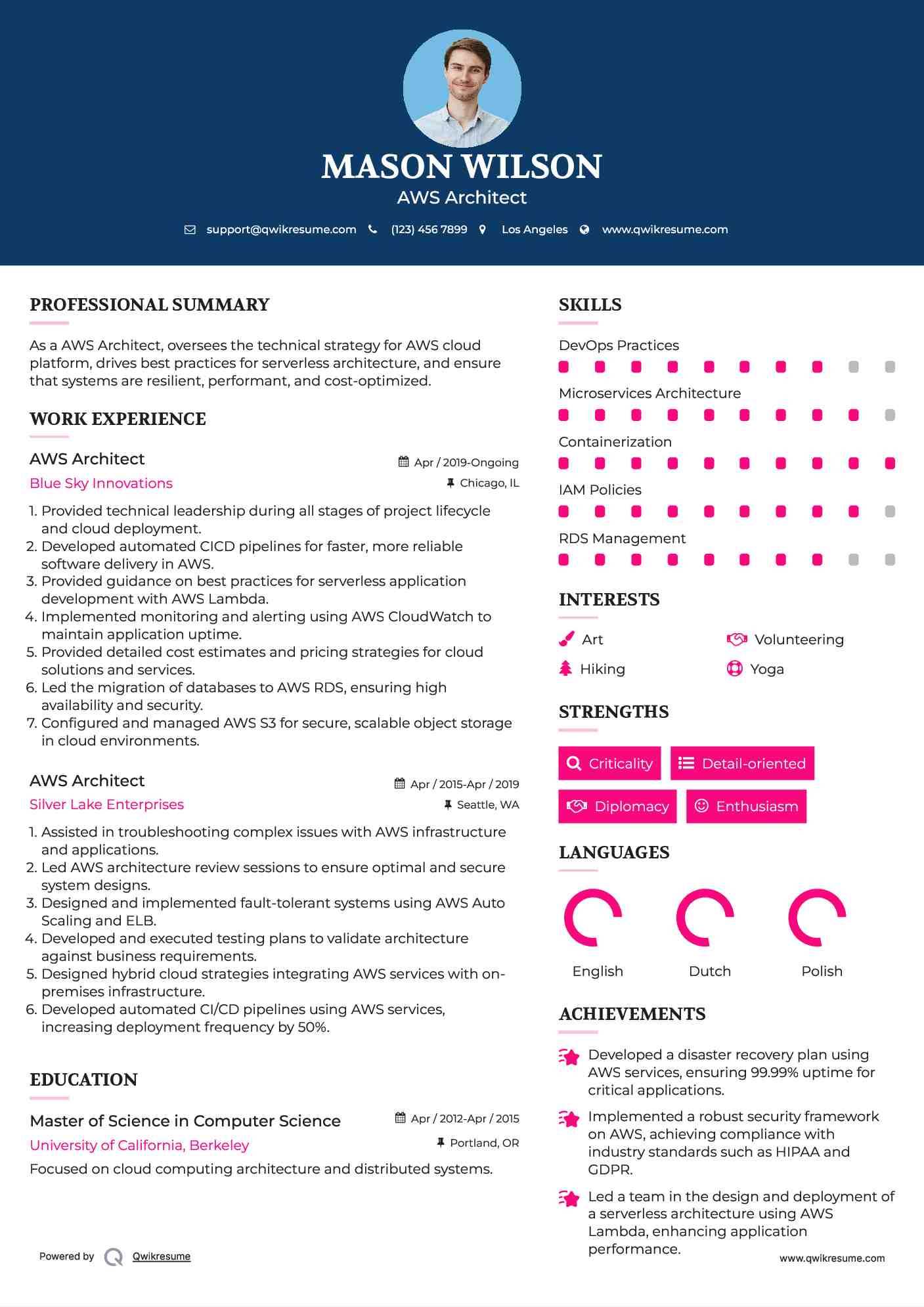 AWS Architect Resume Sample