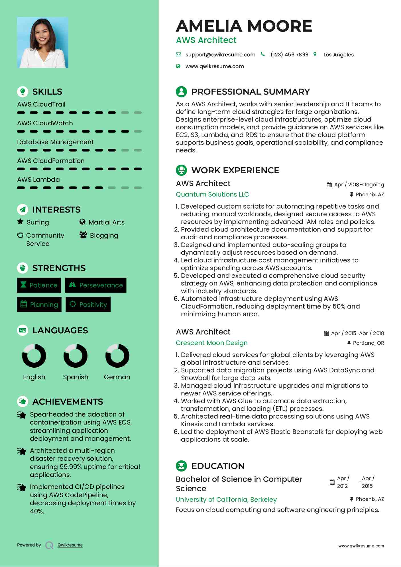 AWS Architect Resume Format