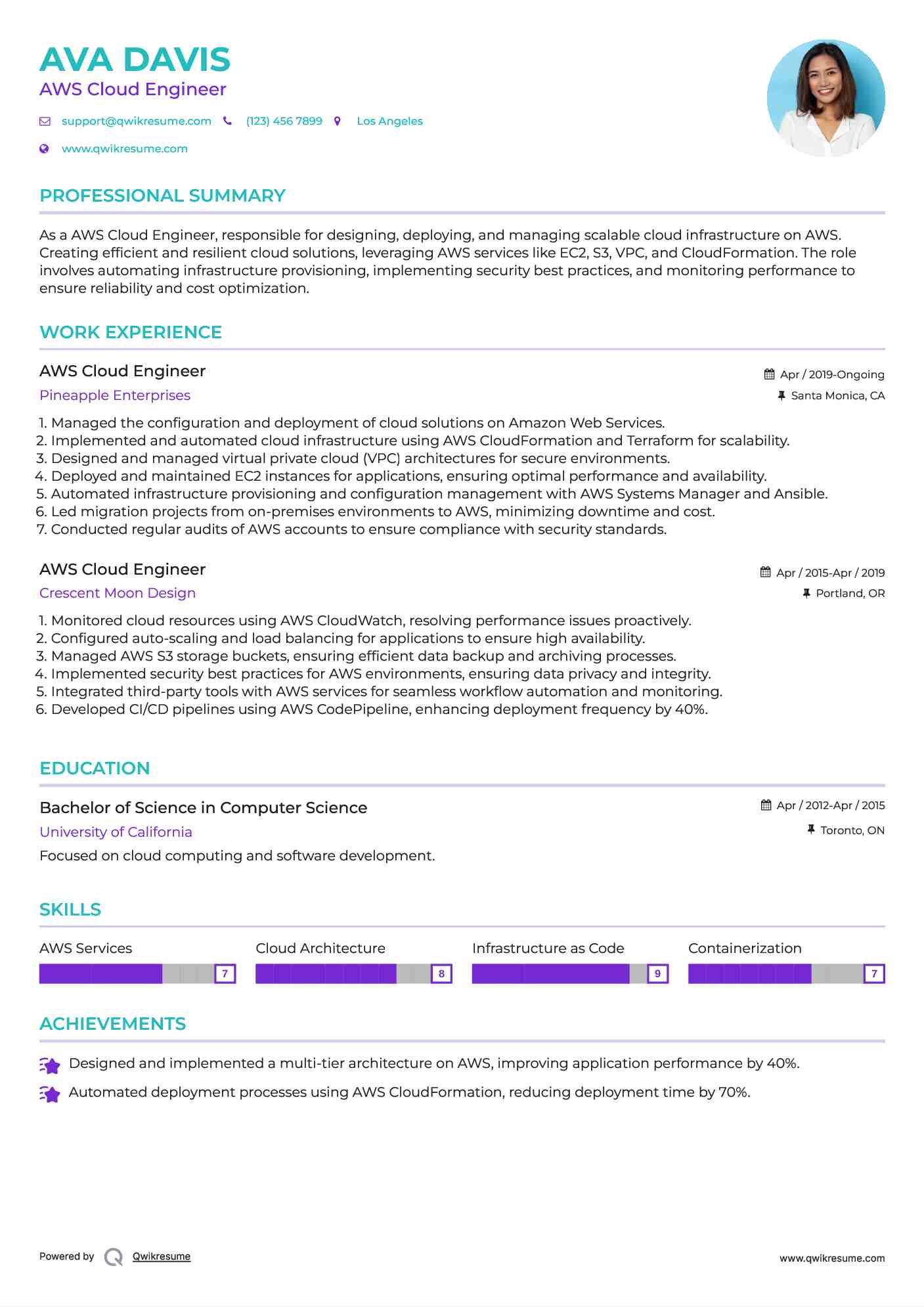 AWS Cloud Engineer Resume Model