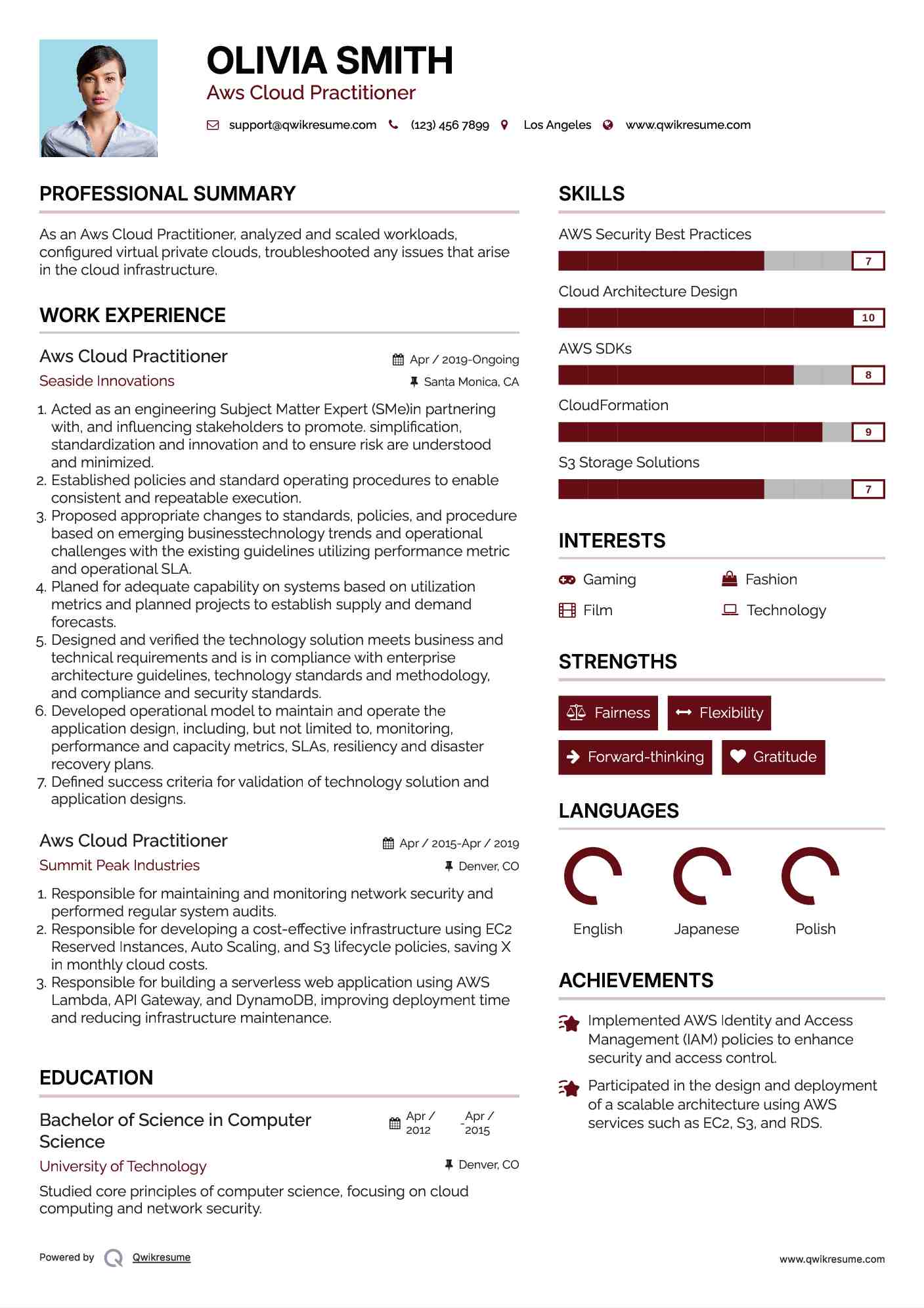 Aws Cloud Practitioner Resume Template