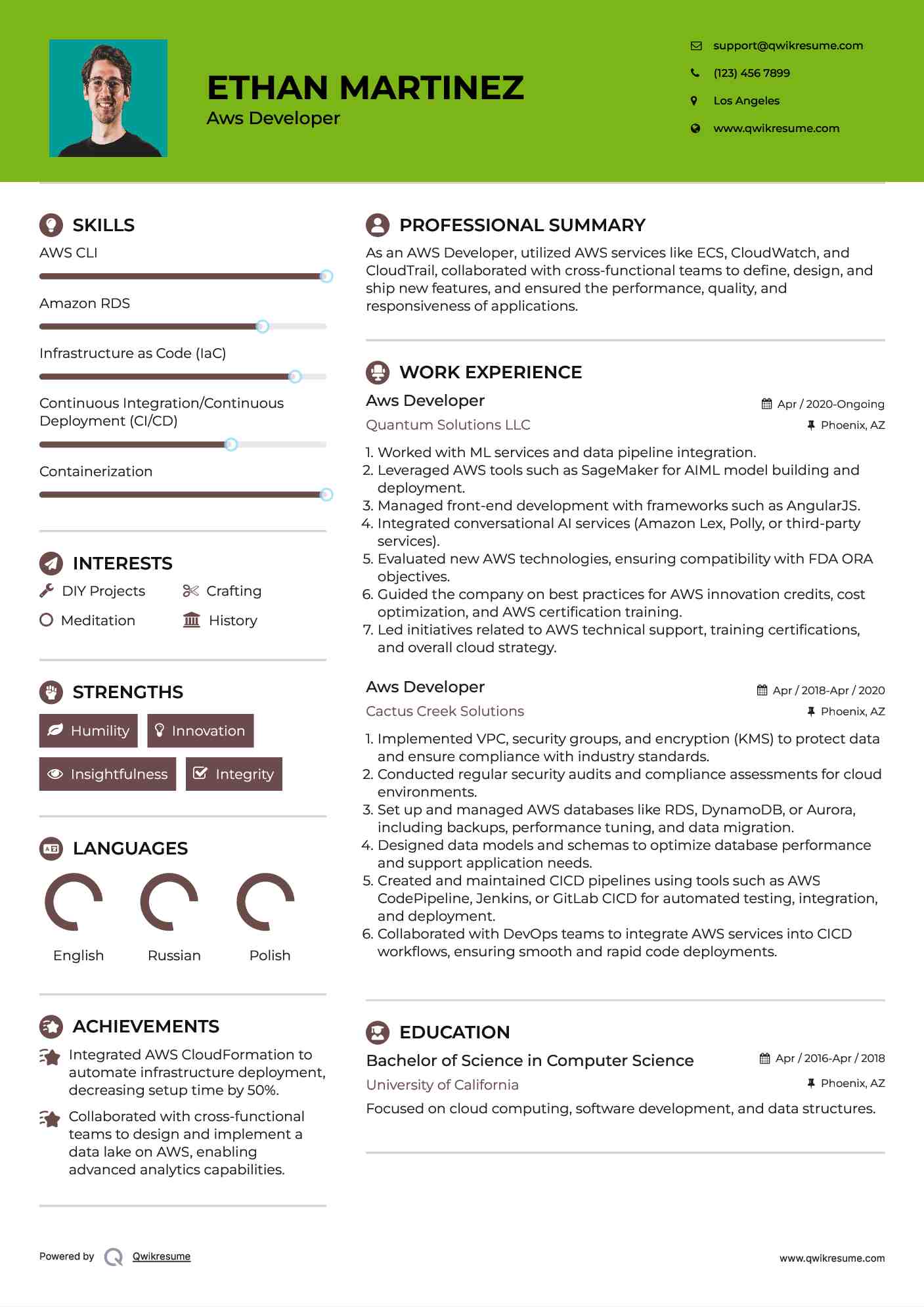 10+ Aws Developer Resume Samples & Templates for 2025