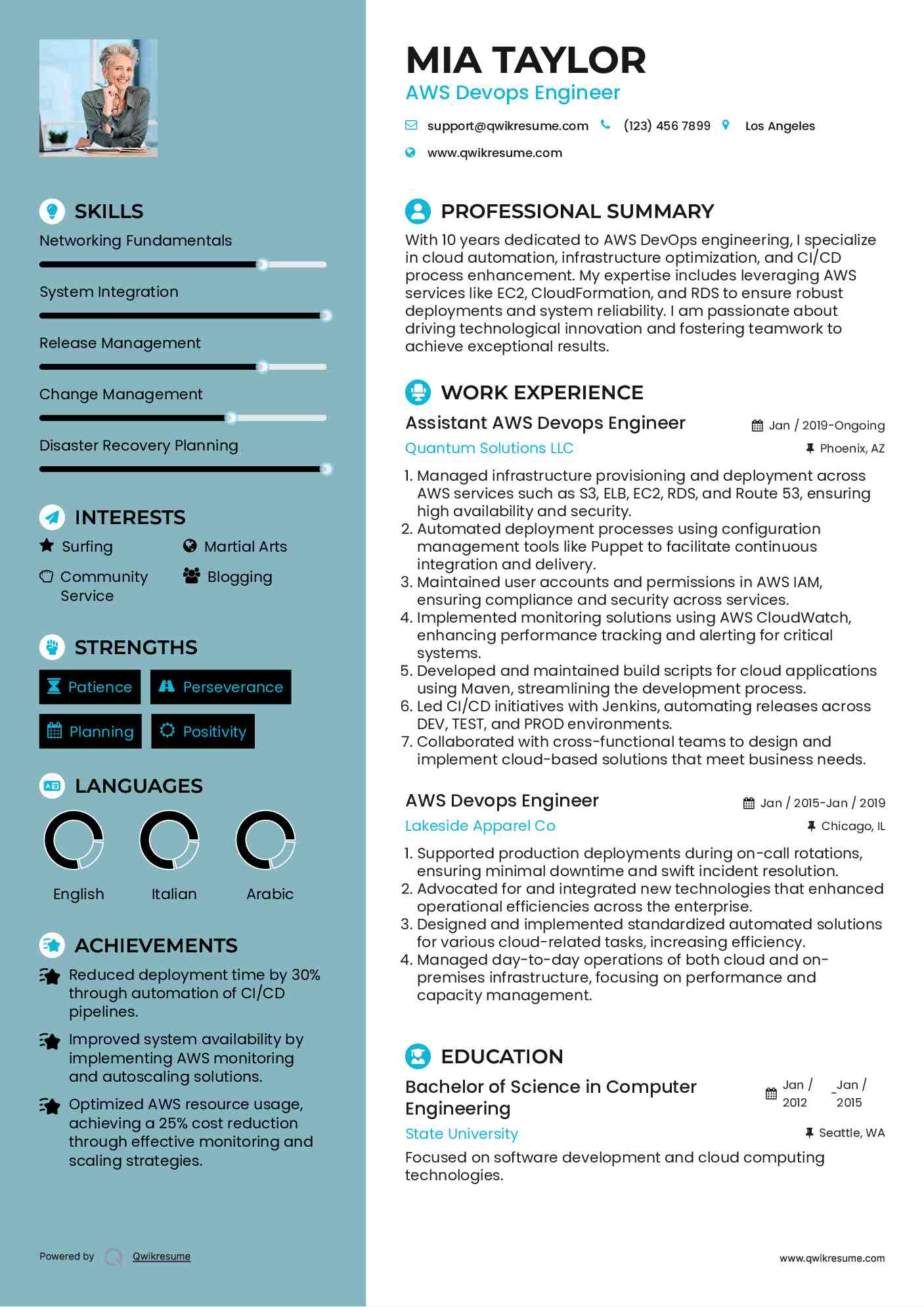Assistant AWS Devops Engineer Resume Model