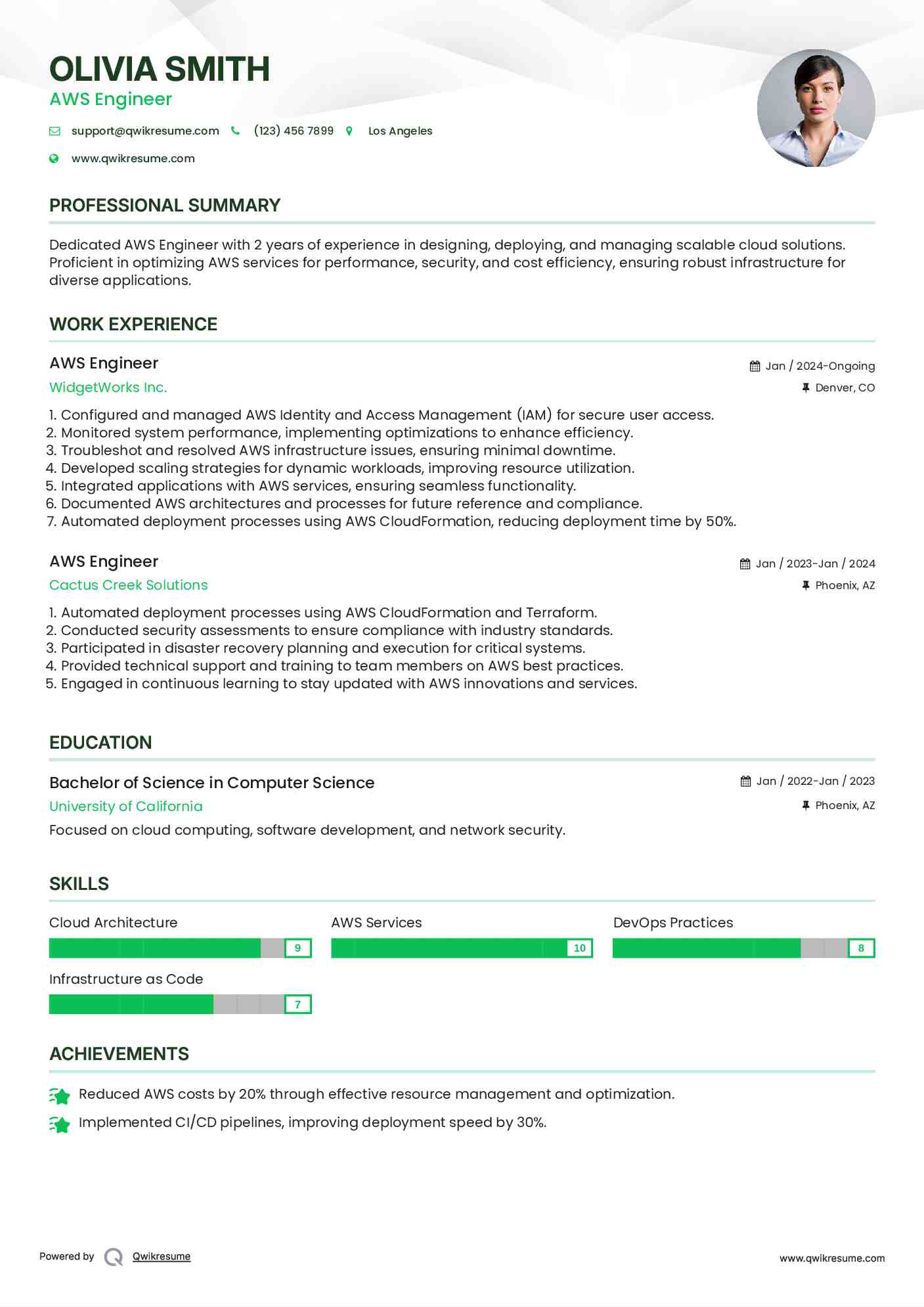 AWS Engineer Resume Template