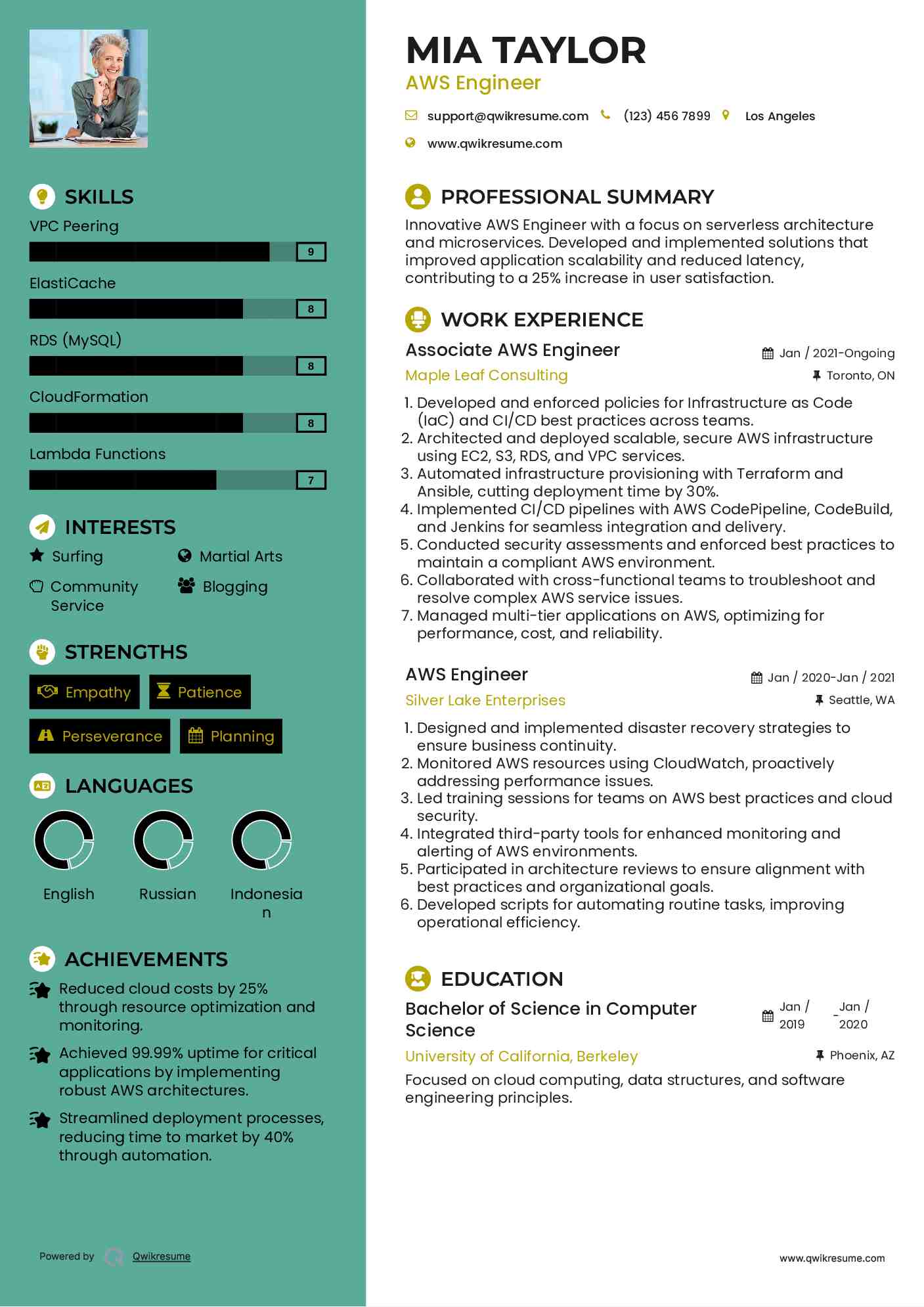 Associate AWS Engineer Resume Sample