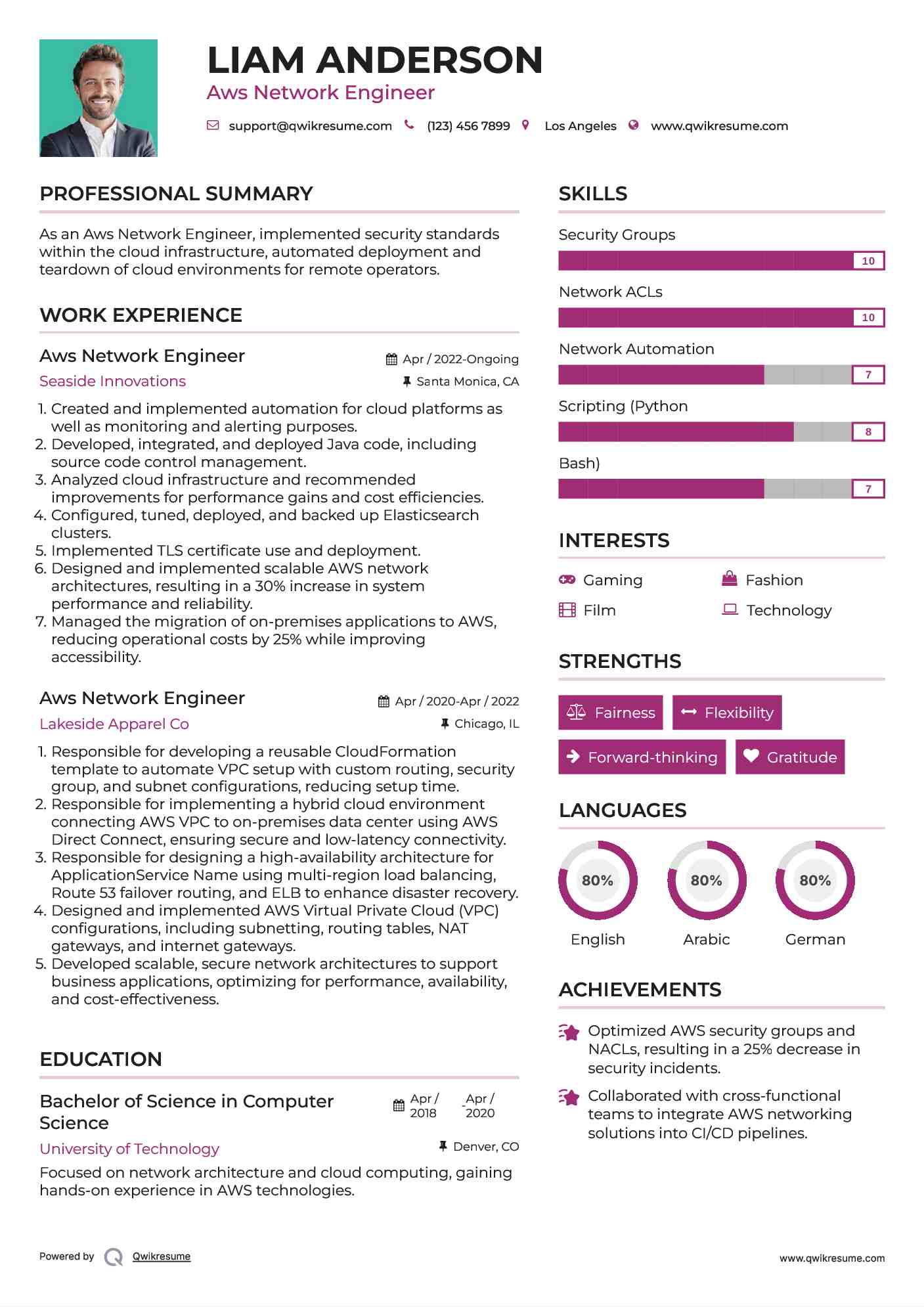 Aws Network Engineer Resume Example