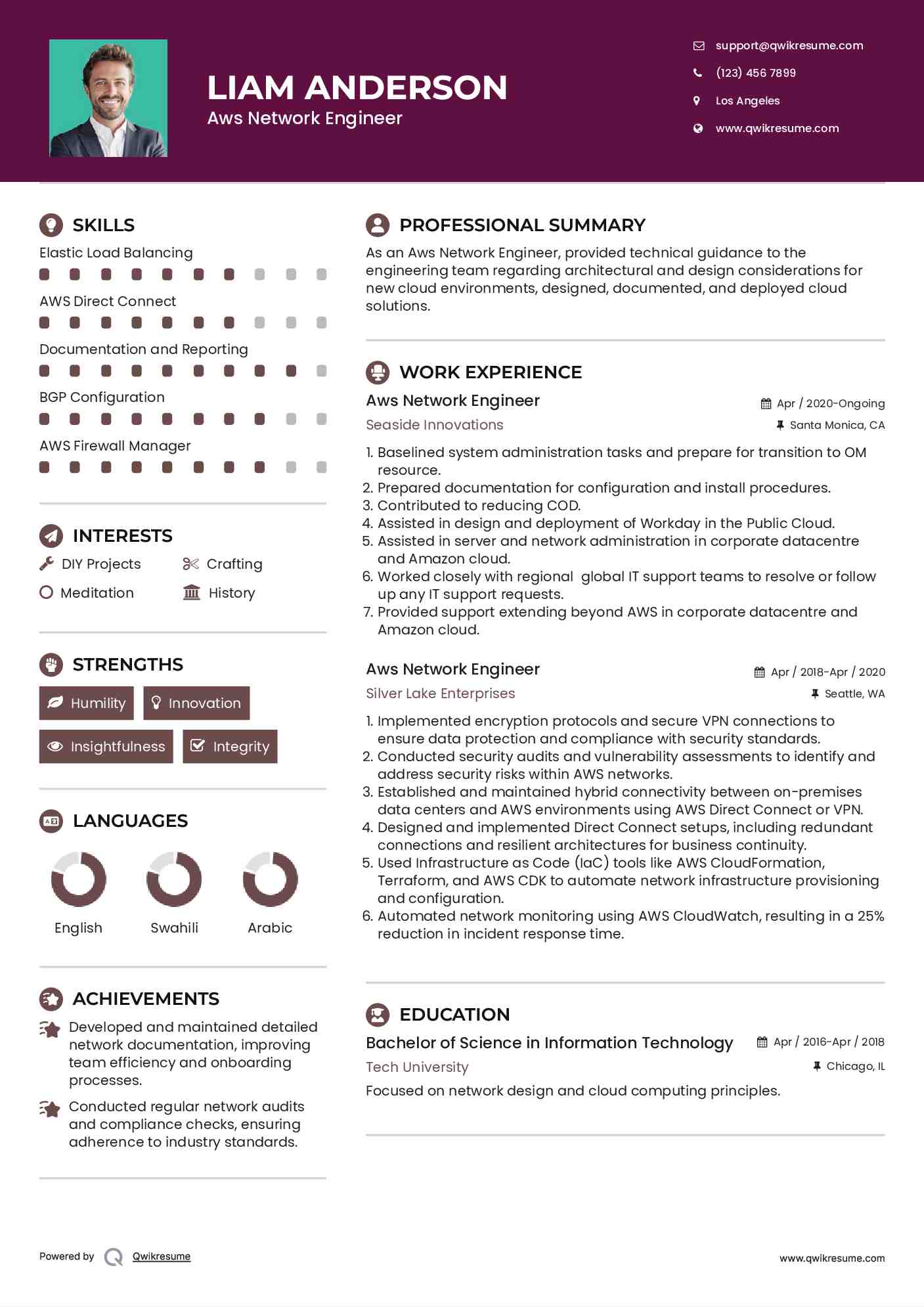 Aws Network Engineer Resume Template