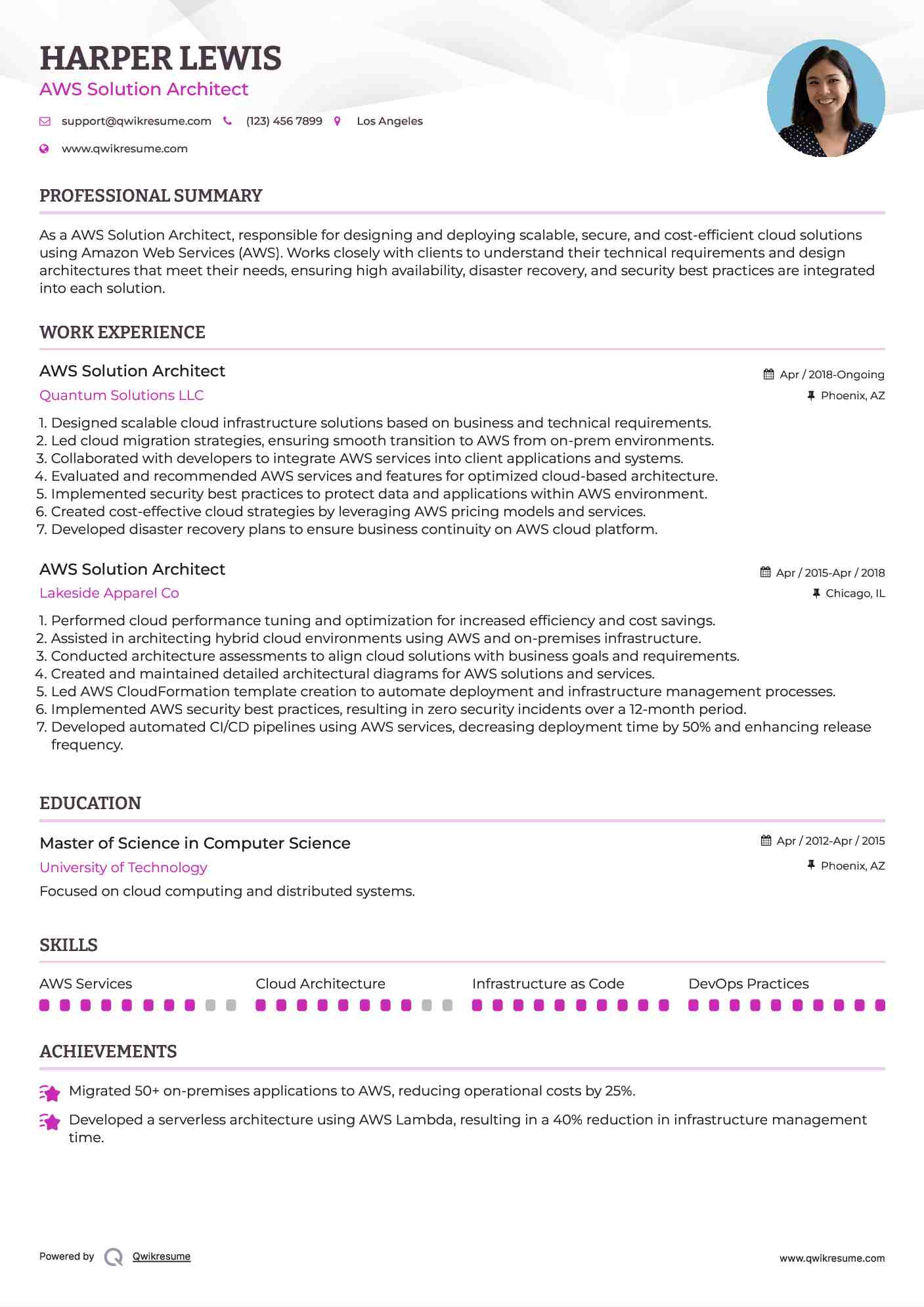 AWS Solution Architect Resume Template