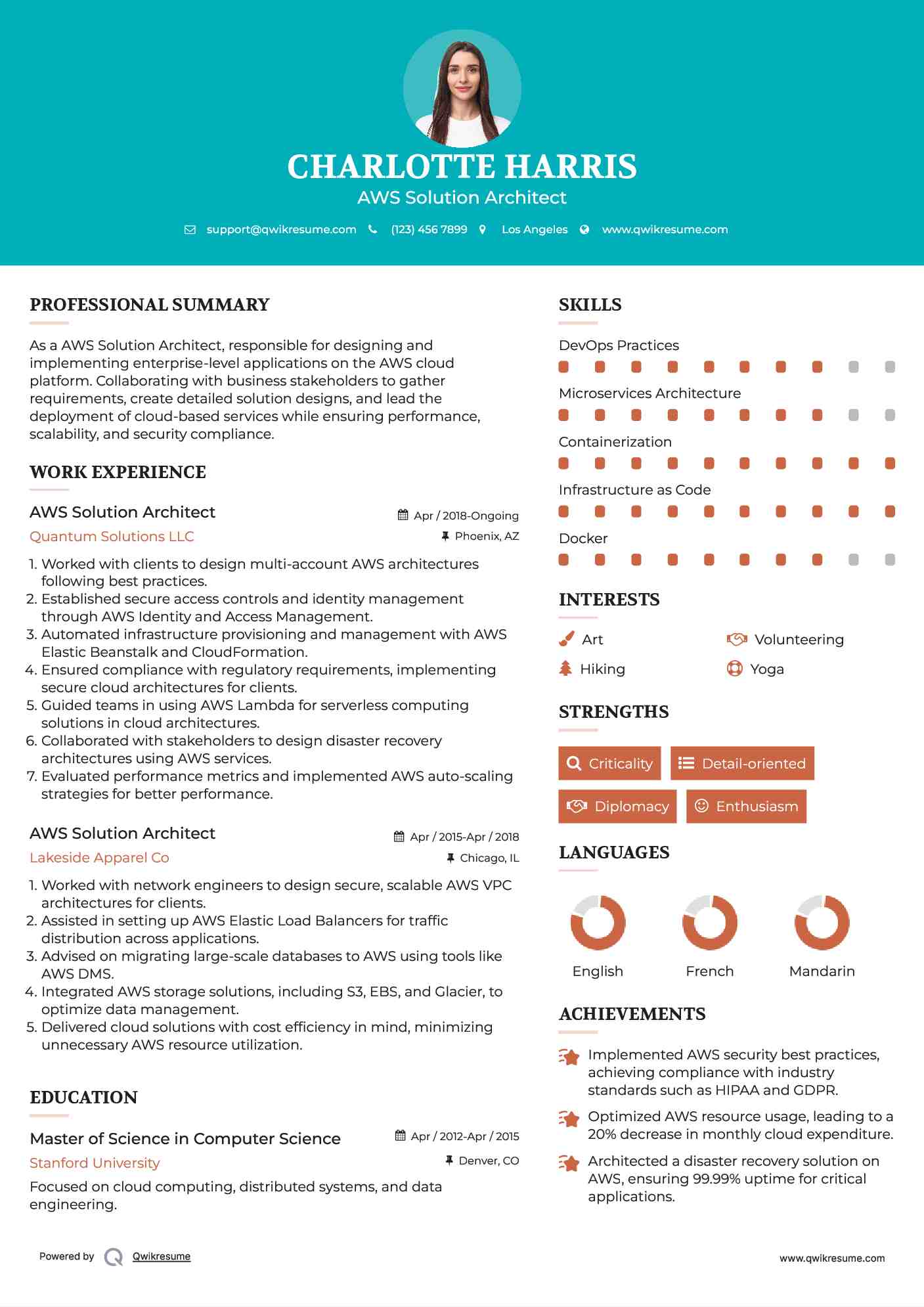 AWS Solution Architect Resume Template
