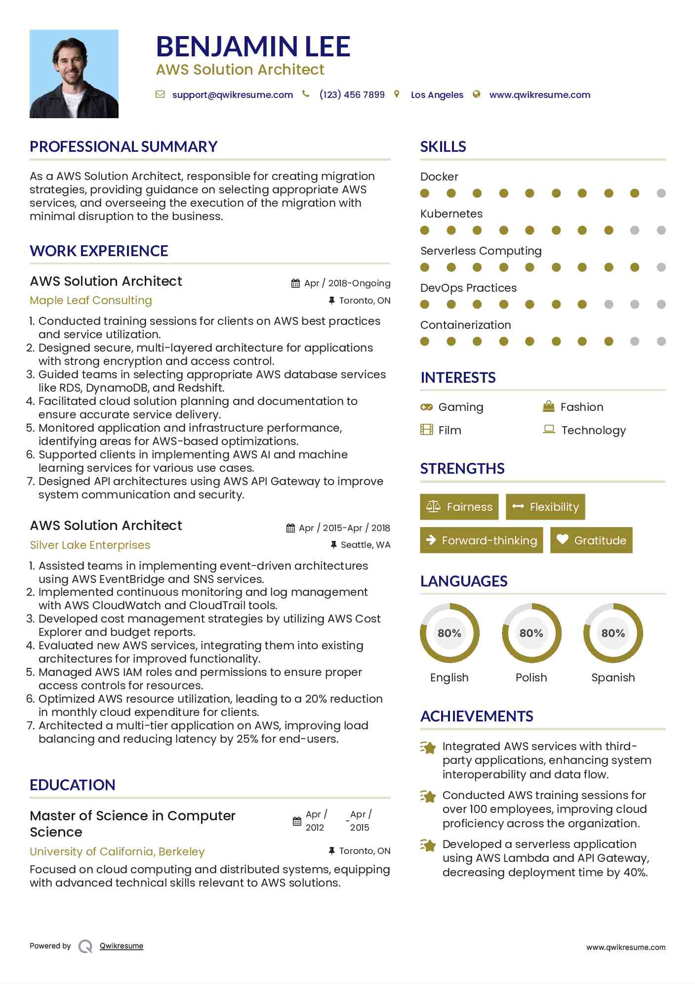 AWS Solution Architect Resume Sample