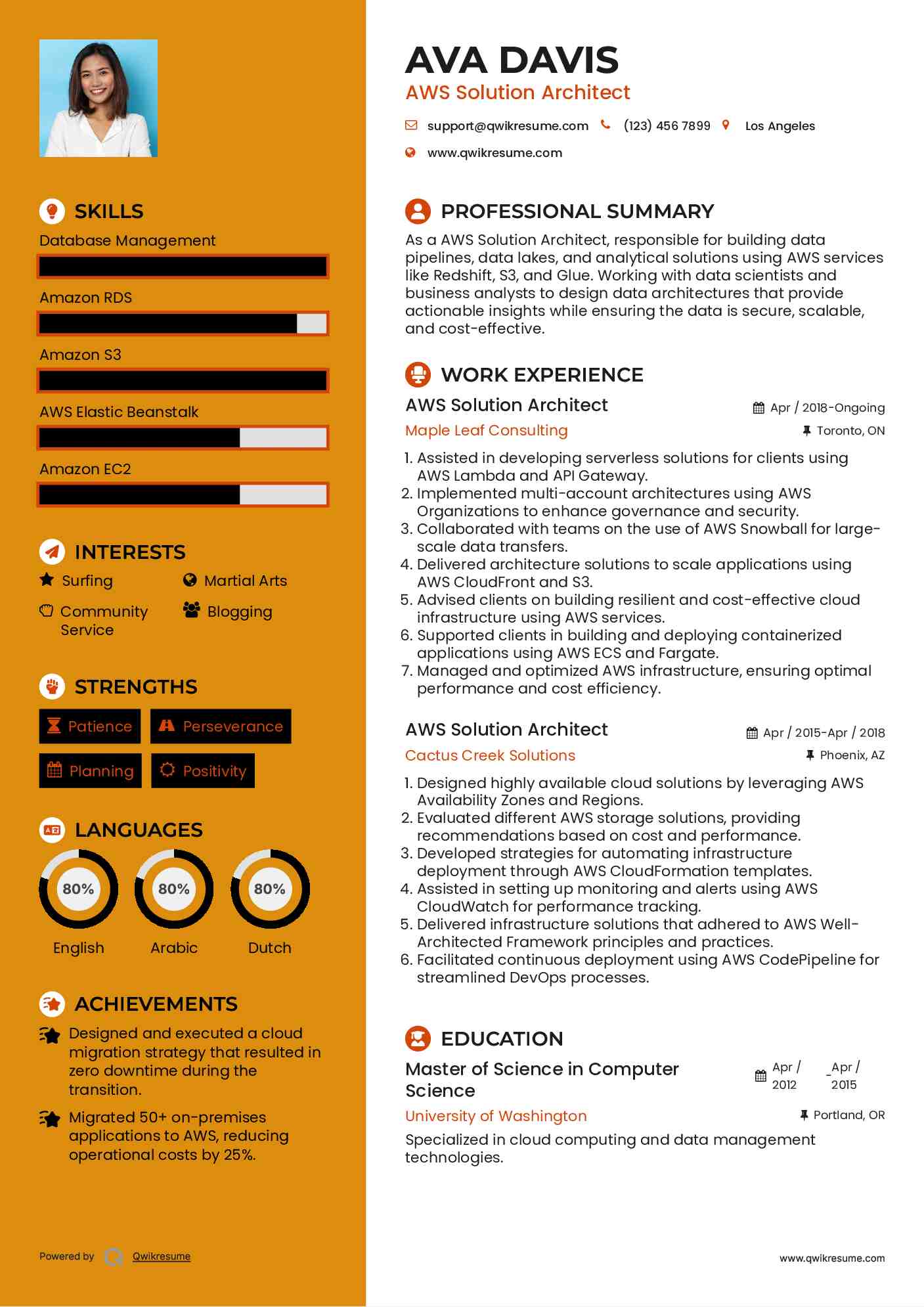 AWS Solution Architect Resume Example