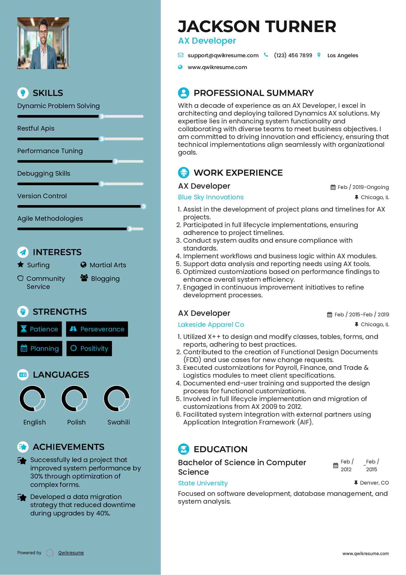 AX Developer Resume Model