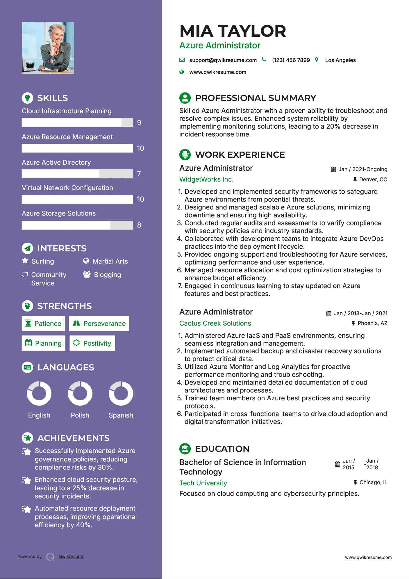 Azure Administrator Resume Example