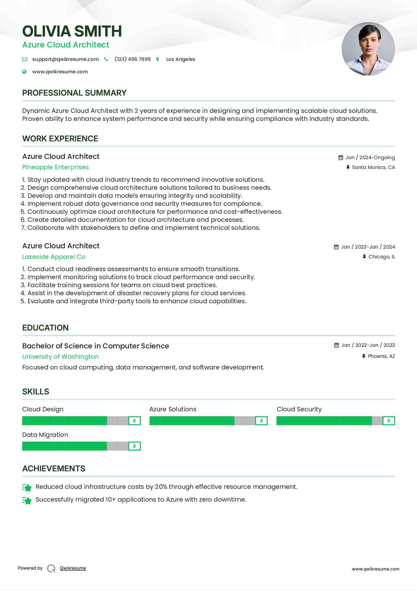 Azure Cloud Architect Resume Template