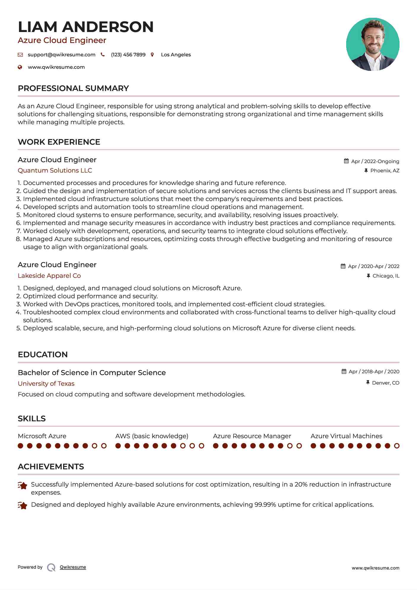 Azure Cloud Engineer Resume Template