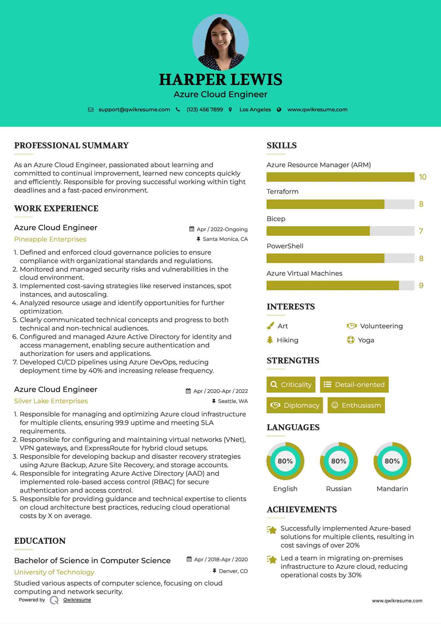 Azure Cloud Engineer Resume Model