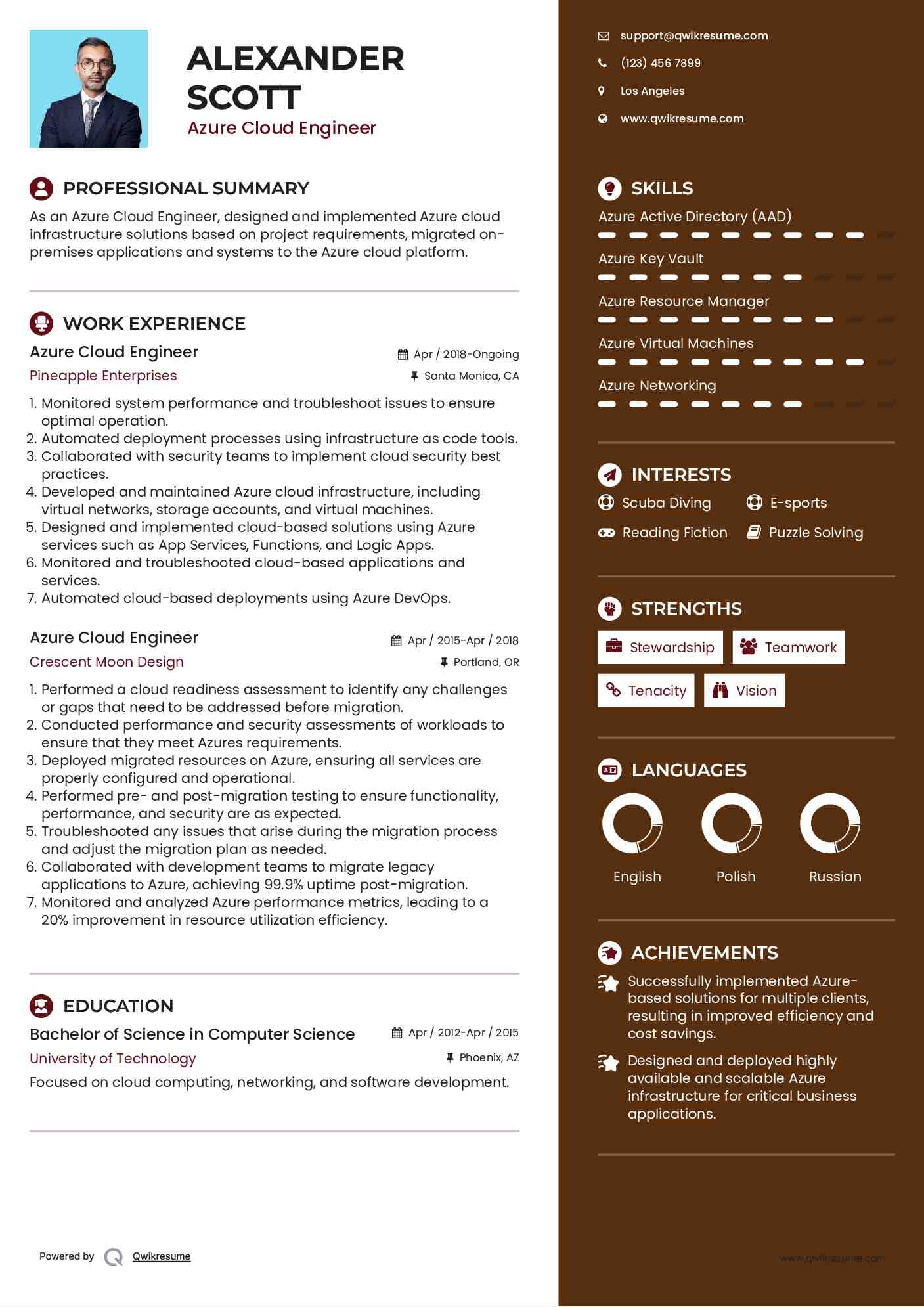 Azure Cloud Engineer Resume Template