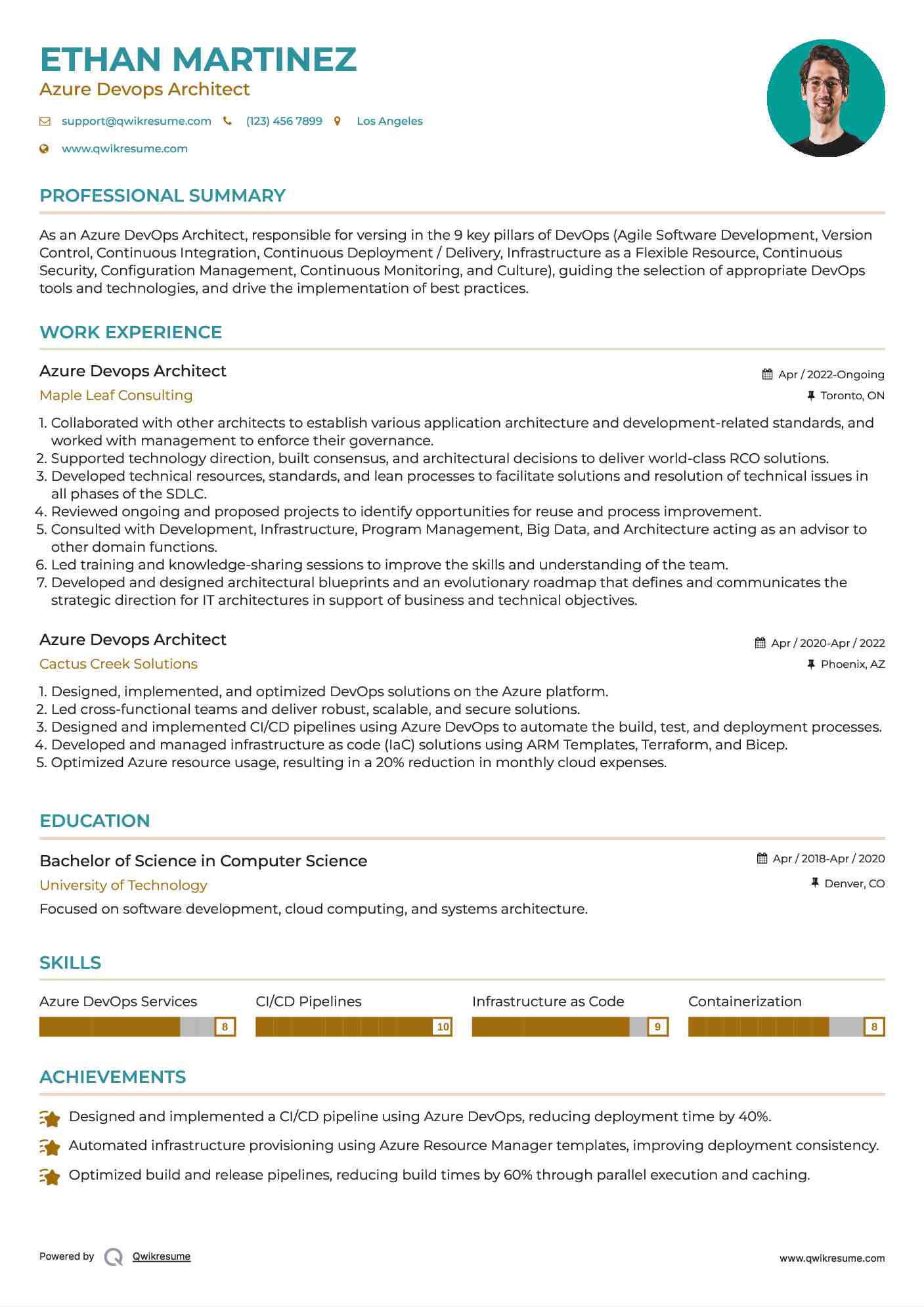 Azure Devops Architect Resume Example