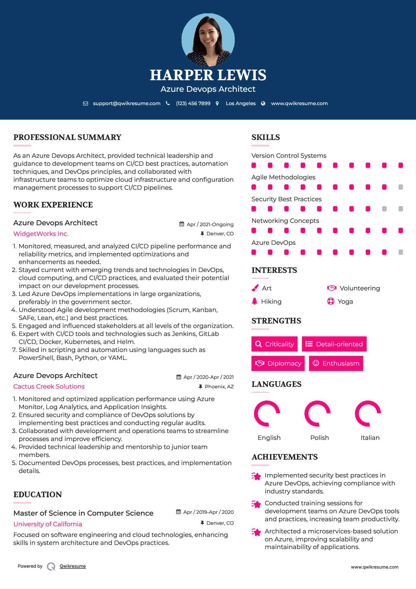 Azure Devops Architect Resume Format