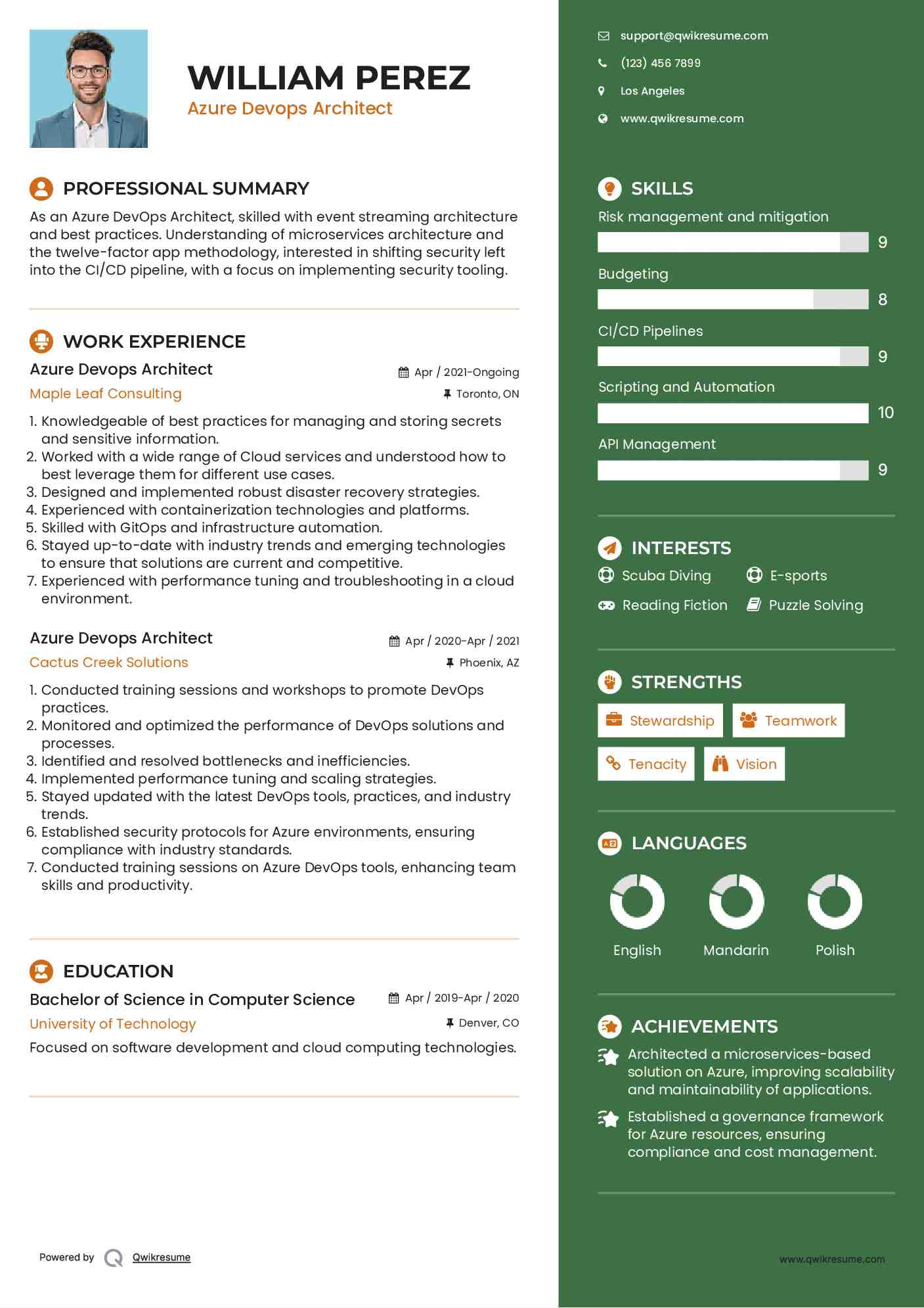Azure Devops Architect Resume Example