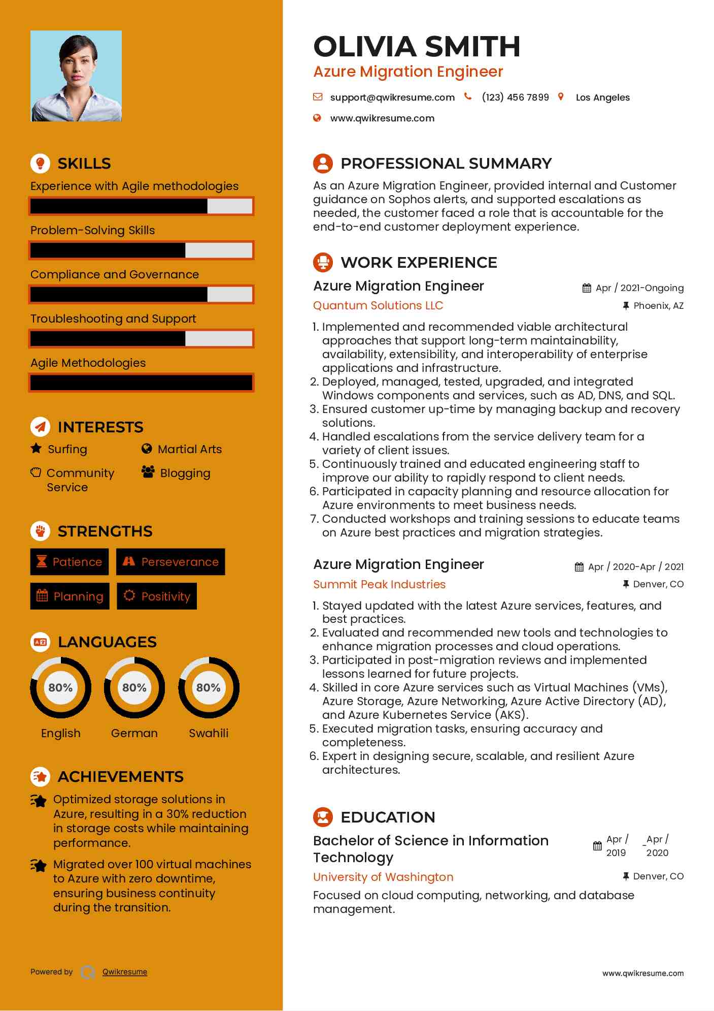 Azure Migration Engineer Resume Sample