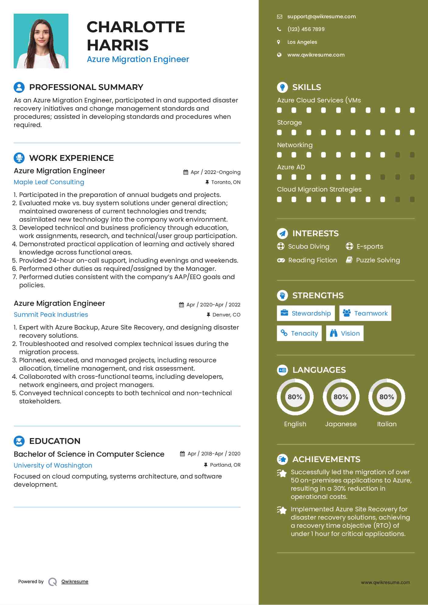 Azure Migration Engineer Resume Template